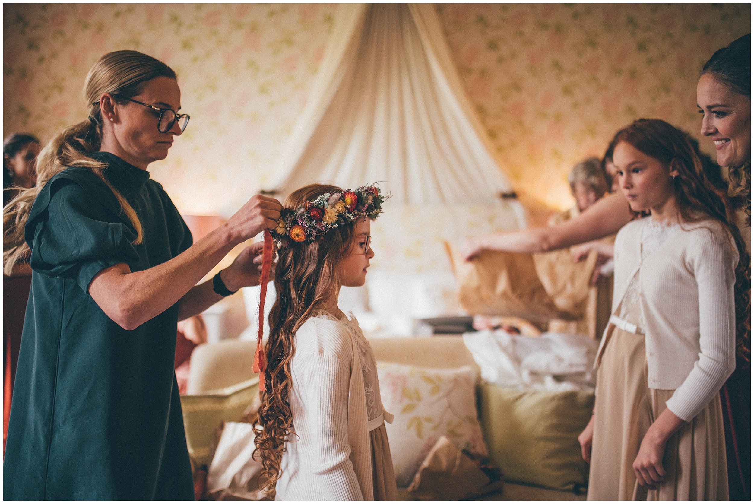 Flower crown at Silverholme Manor wedding