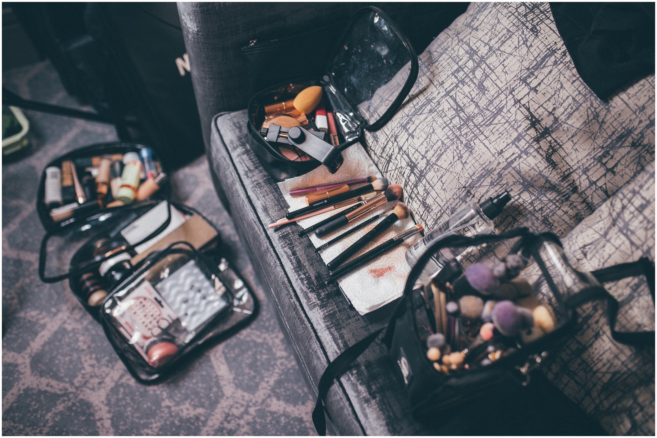 Wedding make-up set up for a Yorkshire wedding