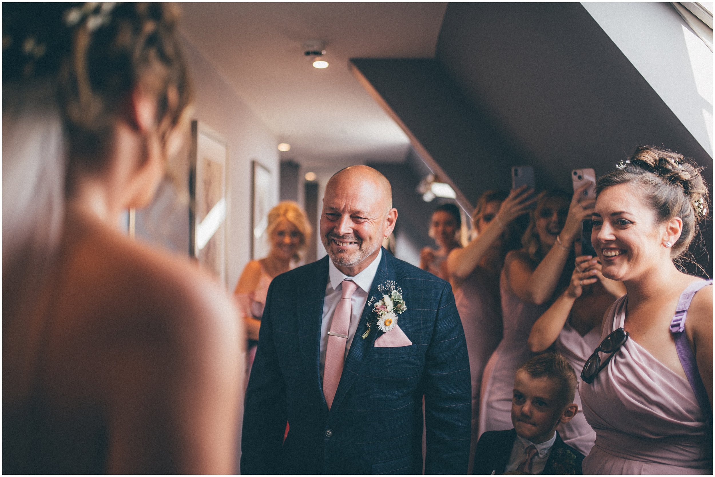 Bride's Dad see's her as a bride for the first time at Aldwark Manor in York