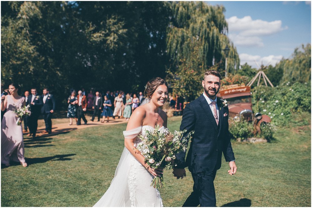 Bride and groom as newlyweds at Skipbridge Country Wedding venue in Yorkshire