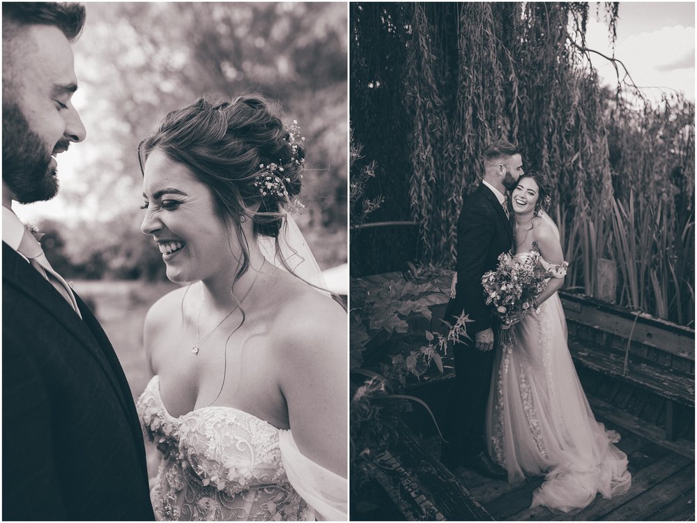 Bride and groom have their couple photographs taken at Skipbridge Country Wedding venue in Yorkshire