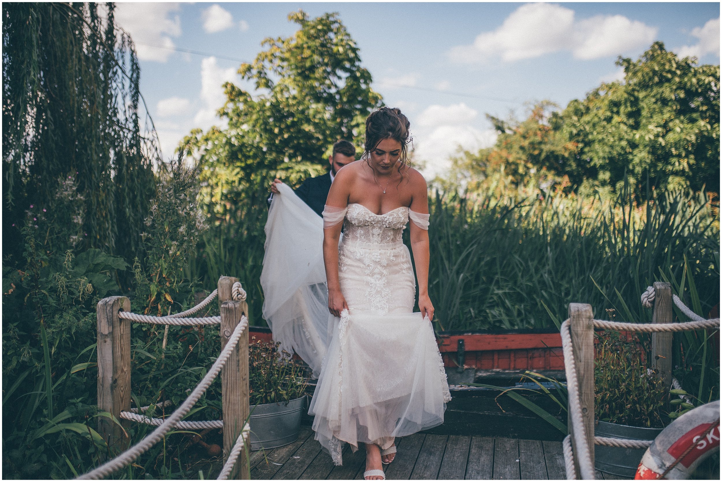 Bride and groom have their couple photographs taken at Skipbridge Country Wedding venue in Yorkshire