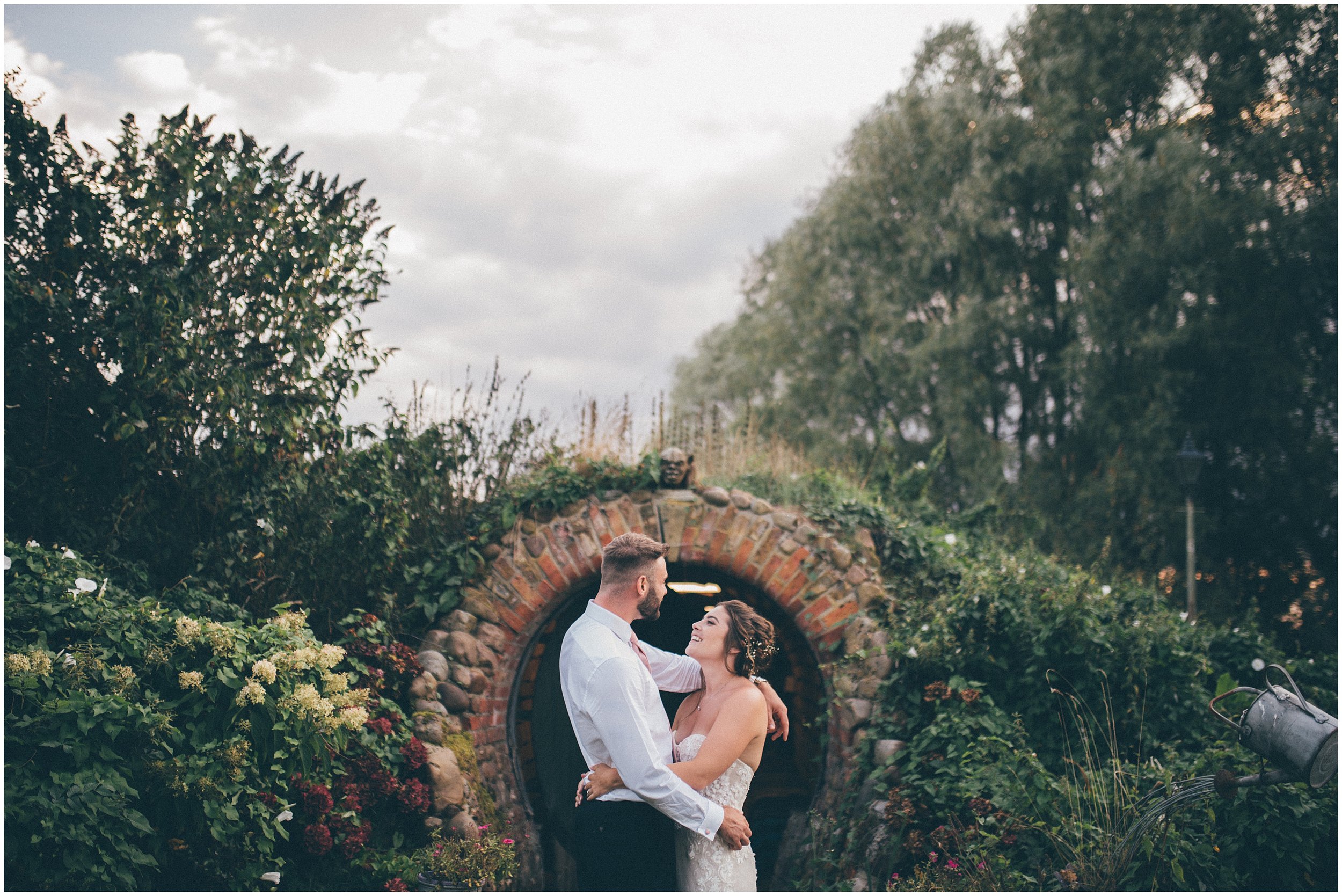 Bride and groom have their wedding photographs taken by Cheshire wedding photographer at Skipbridge Country wedding venue in Yorkshire