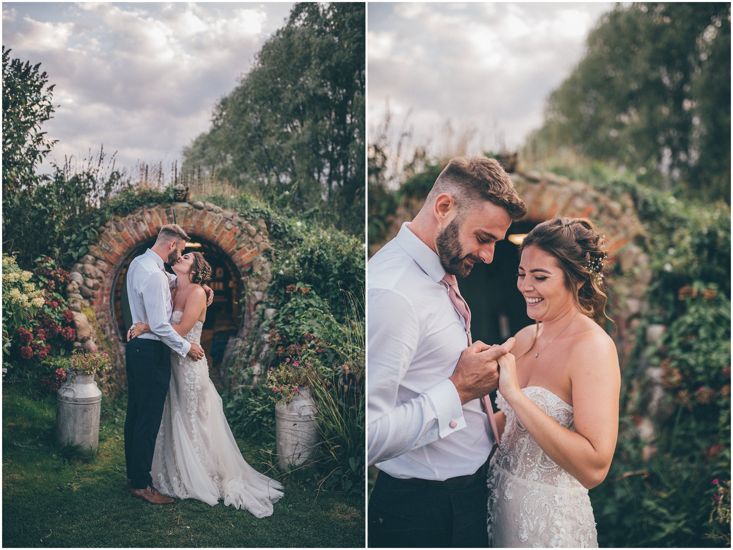 Bride and groom have their wedding photographs taken by Cheshire wedding photographer at Skipbridge Country wedding venue in Yorkshire