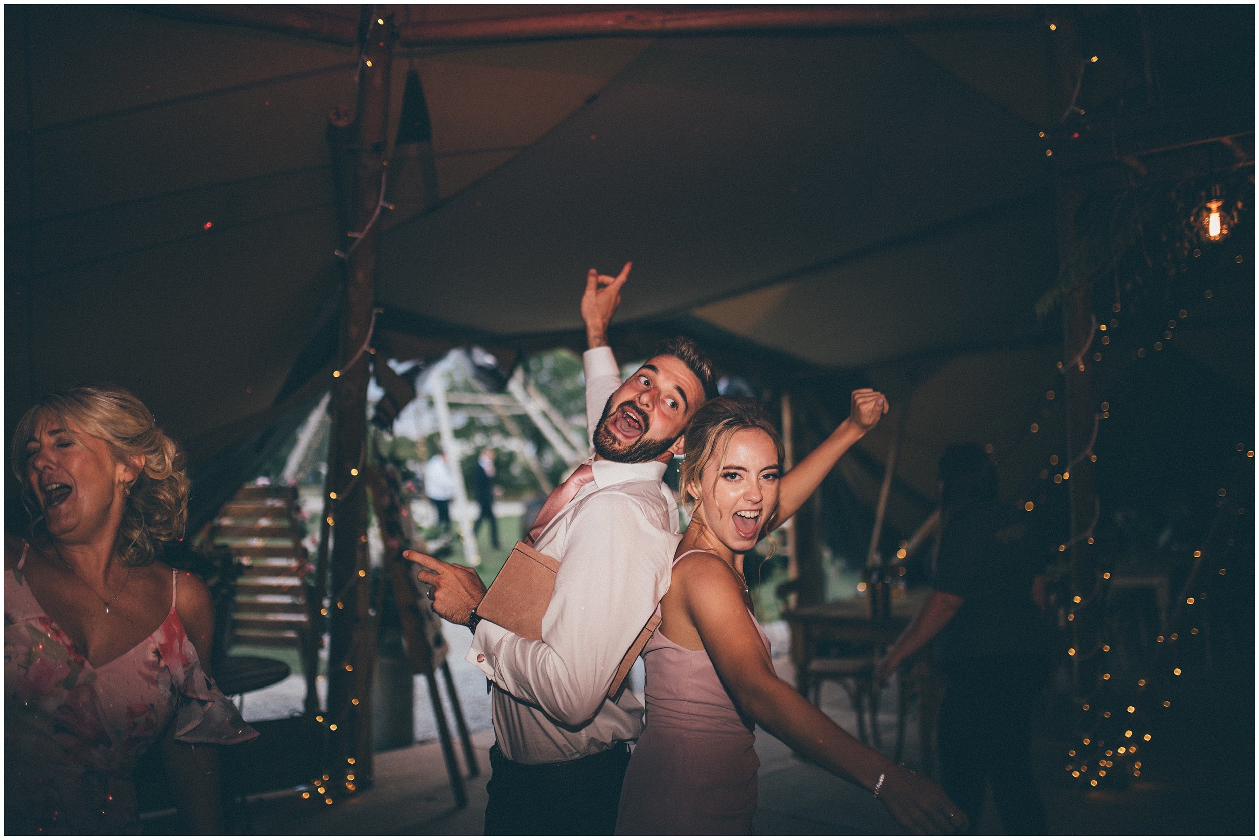 Wedding guests on the dance floor at Skipbridge Country wedding venue in Yorkshire