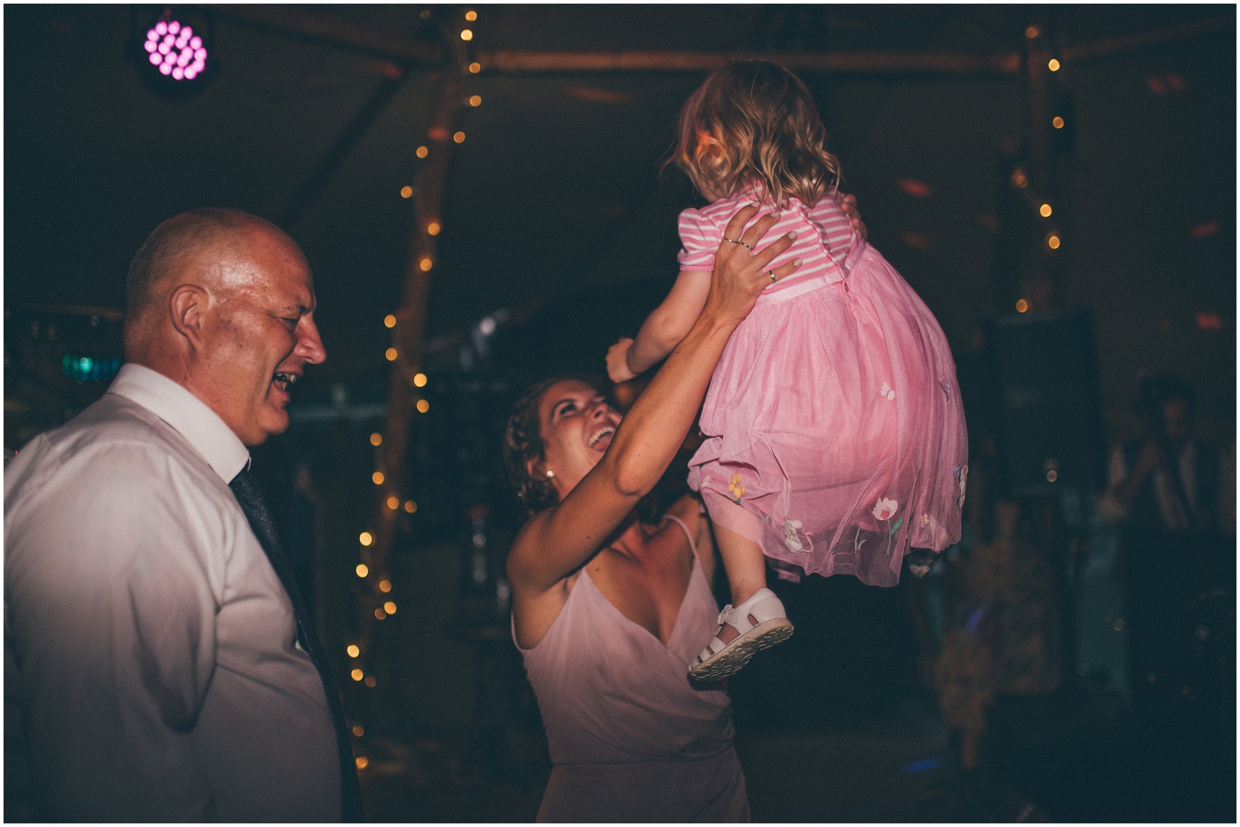 Wedding guests on the dance floor at Skipbridge Country wedding venue in Yorkshire