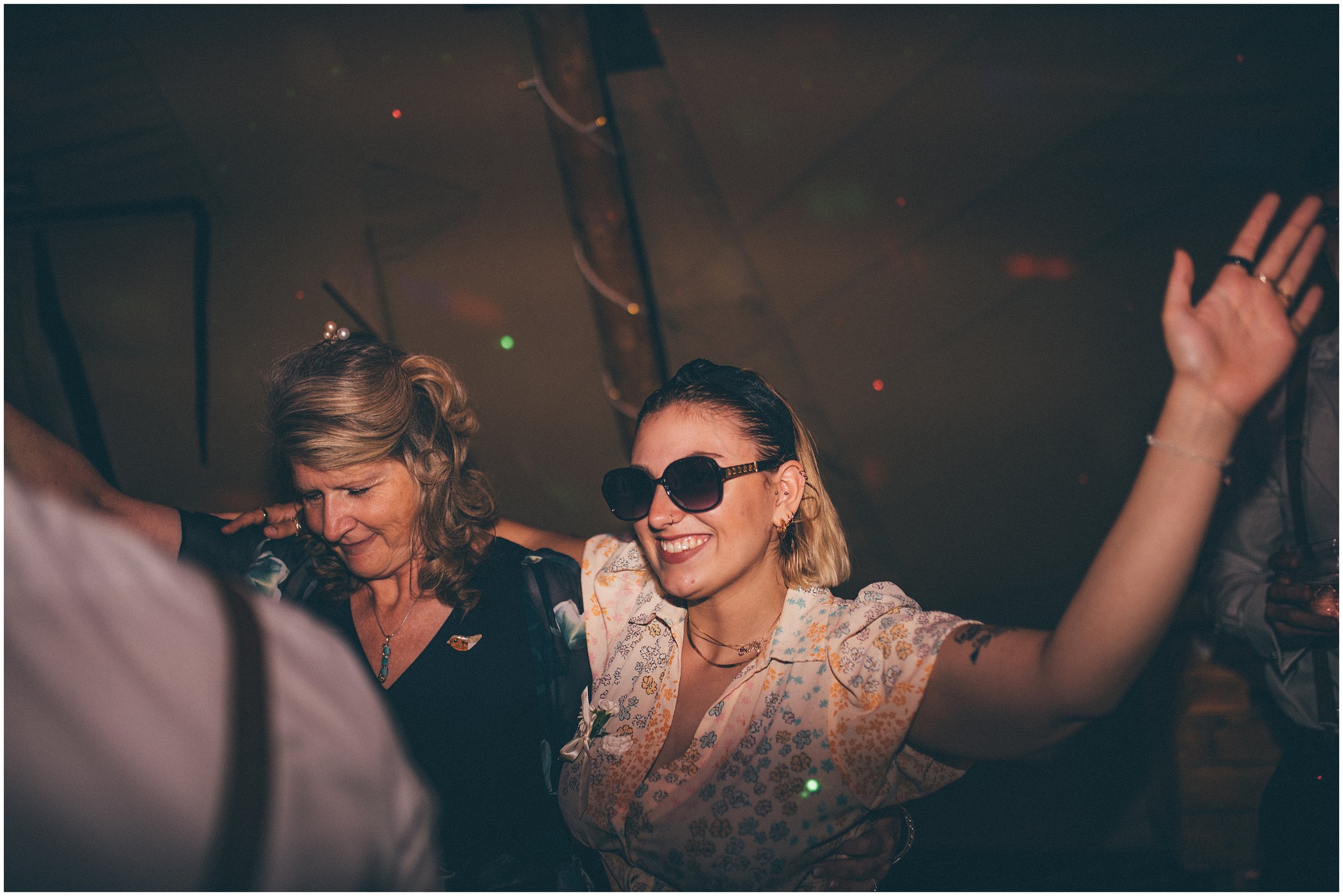 Wedding guests on the dance floor at Skipbridge Country wedding venue in Yorkshire