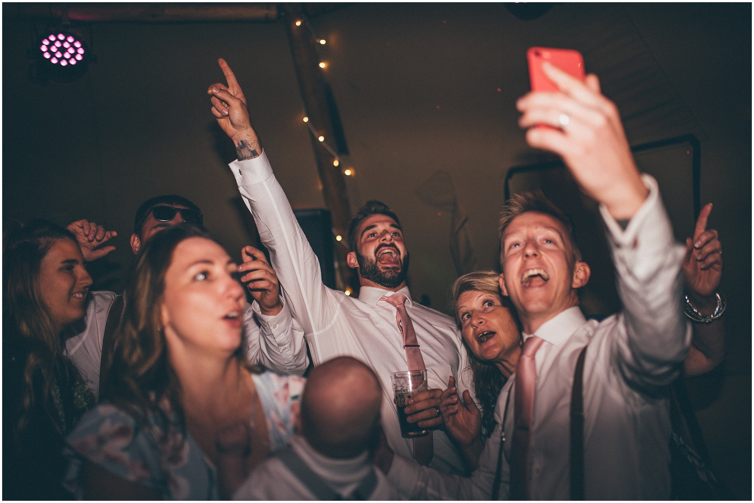 Wedding guests on the dance floor at Skipbridge Country wedding venue in Yorkshire