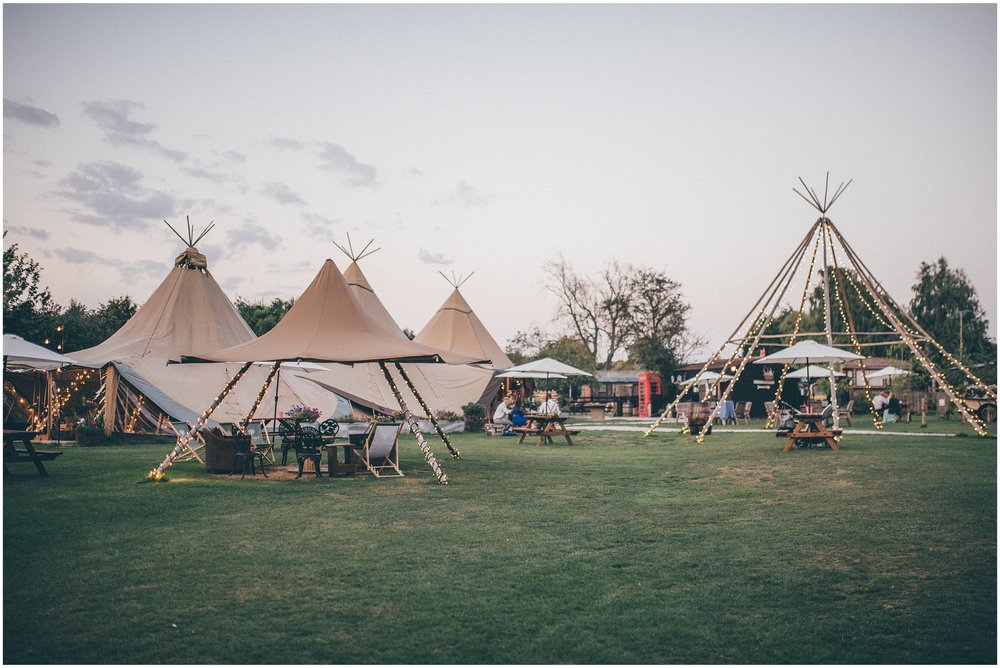 Tipi on a summer evening at Skipbridge Country wedding venue in Yorkshire