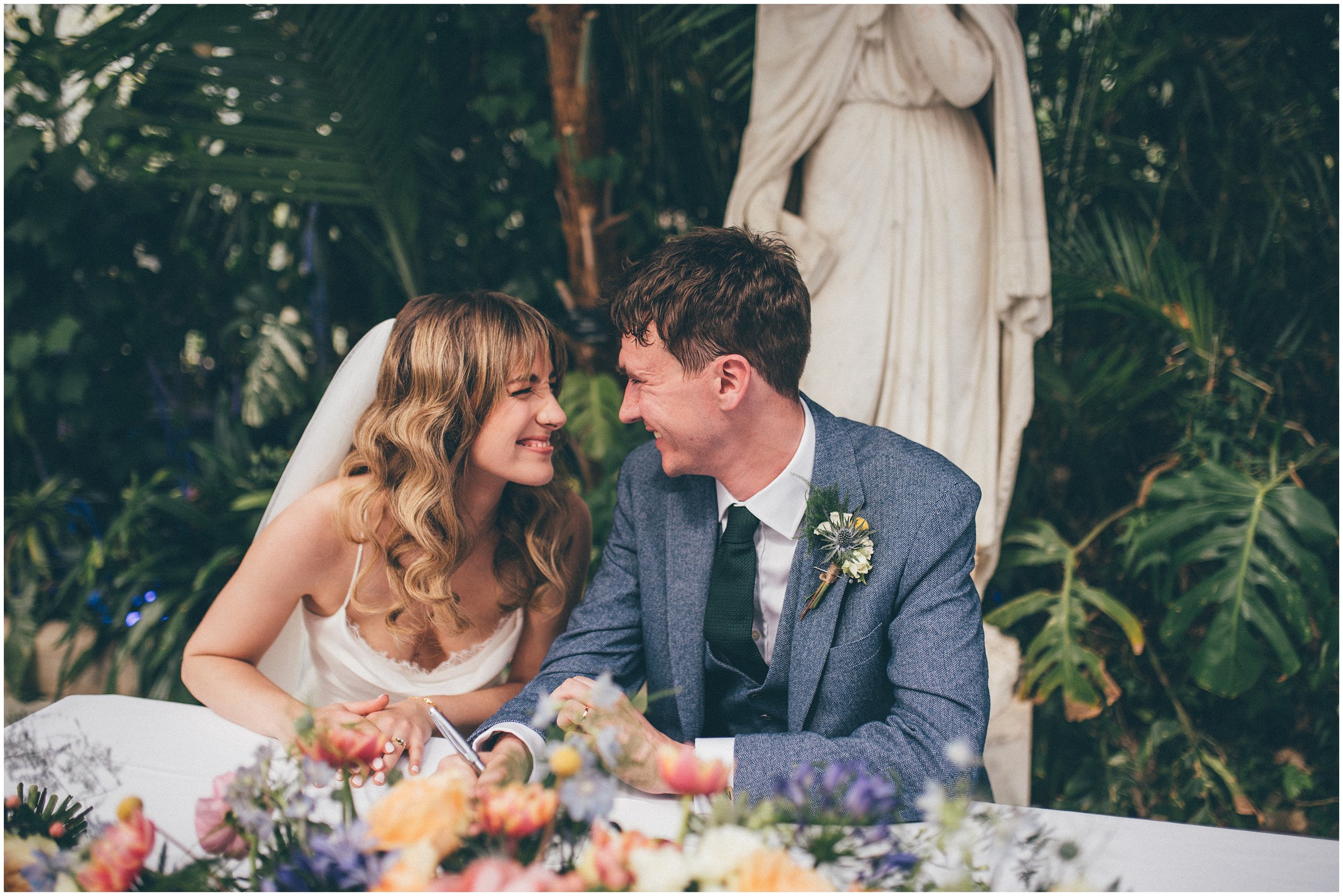 Wedding ceremony at Sefton Palm House in Liverpool.