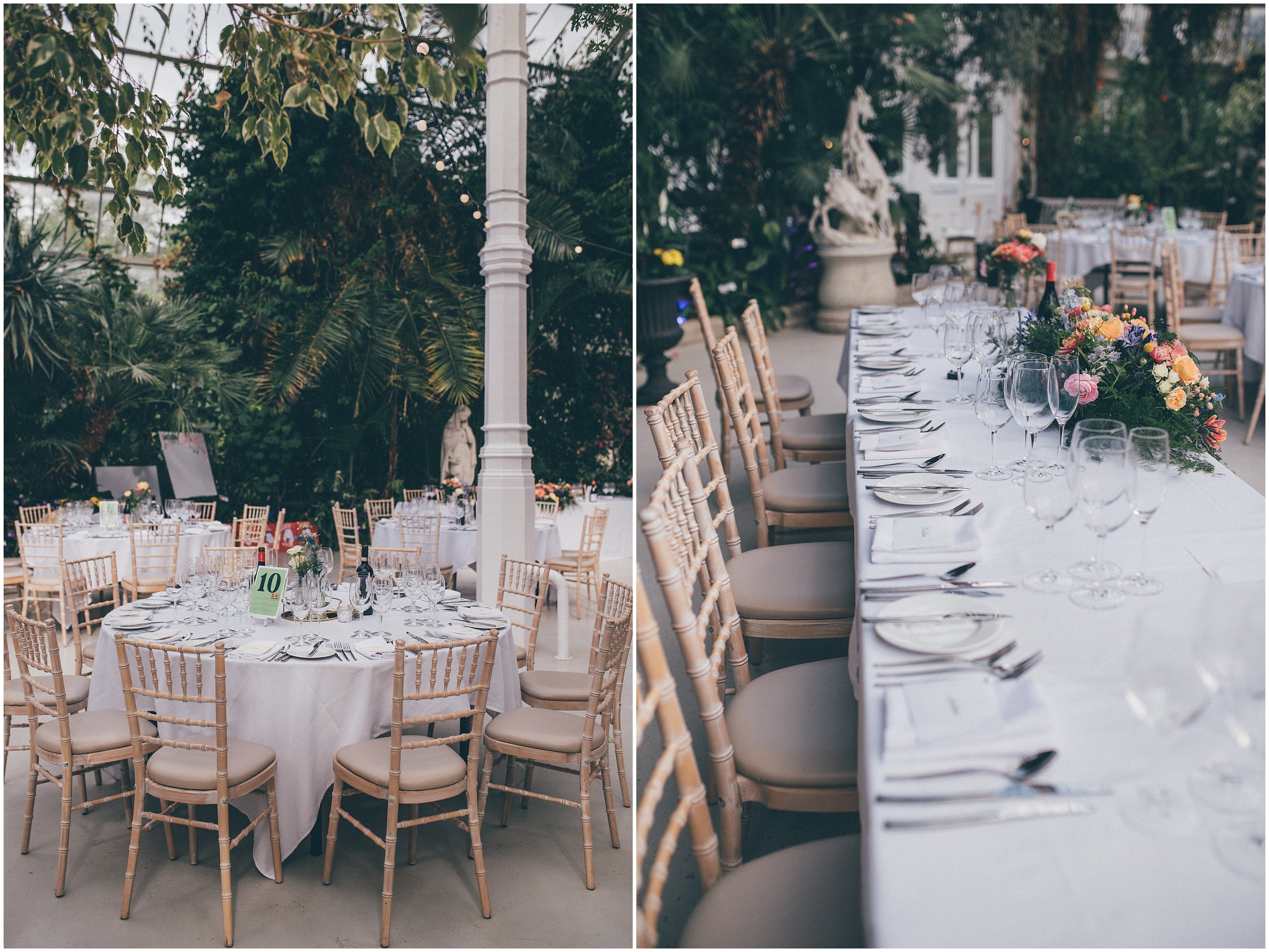 Wedding table details at Sefton Palm House wedding in Liverpool.