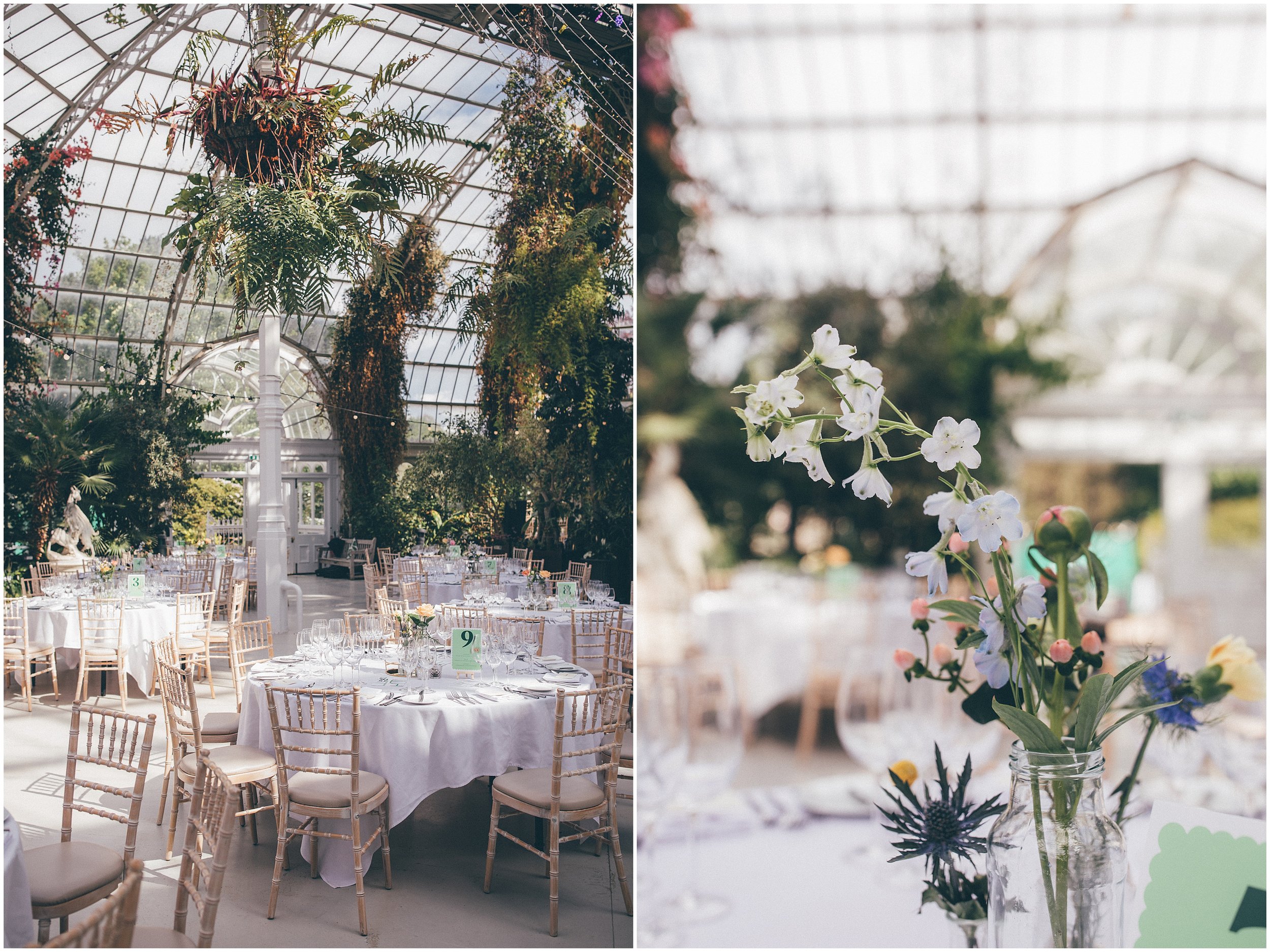 Wedding table details at Sefton Palm House wedding in Liverpool.