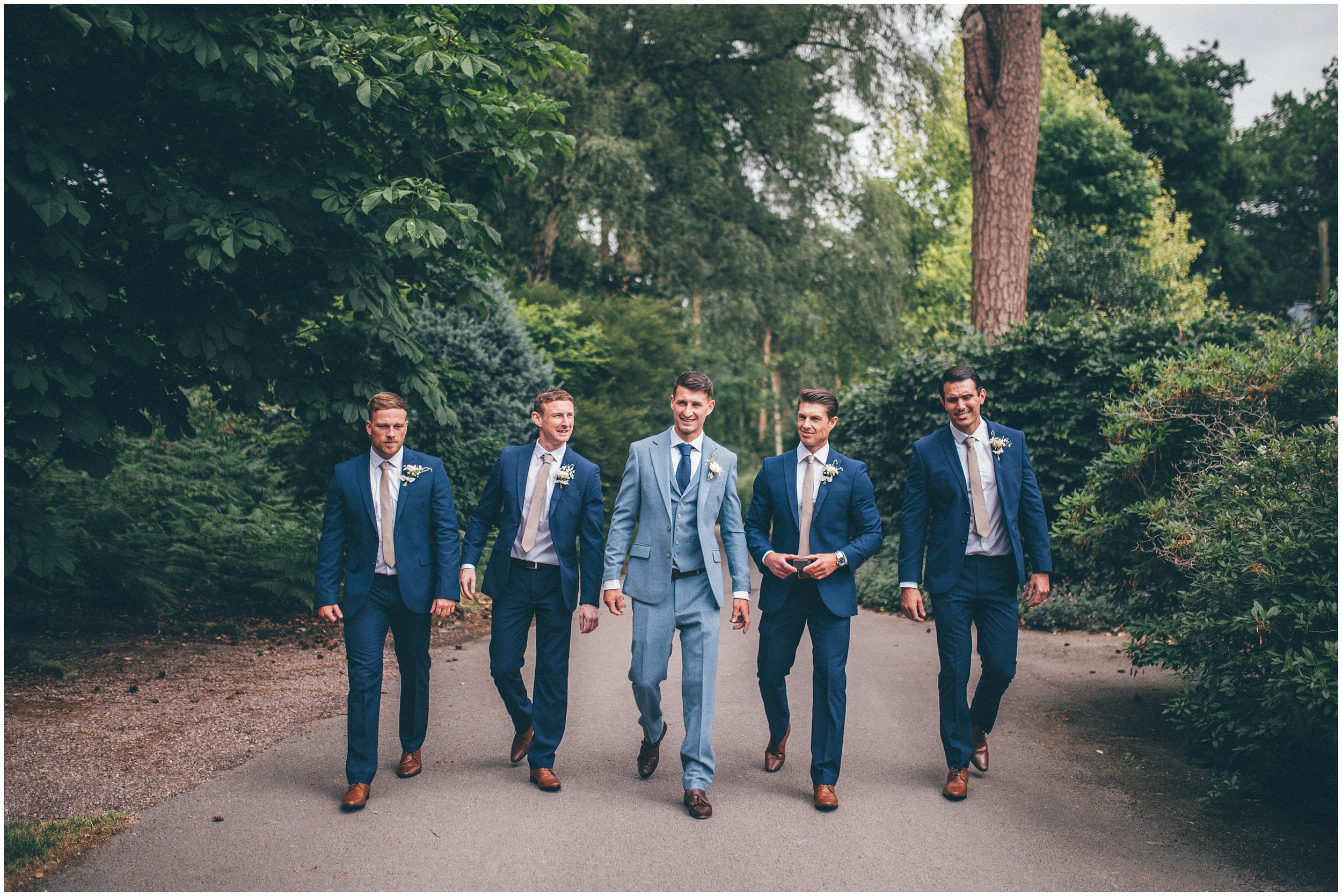 Groom gets ready at Abbeywood Estate wedding venue in Delamere, Cheshire