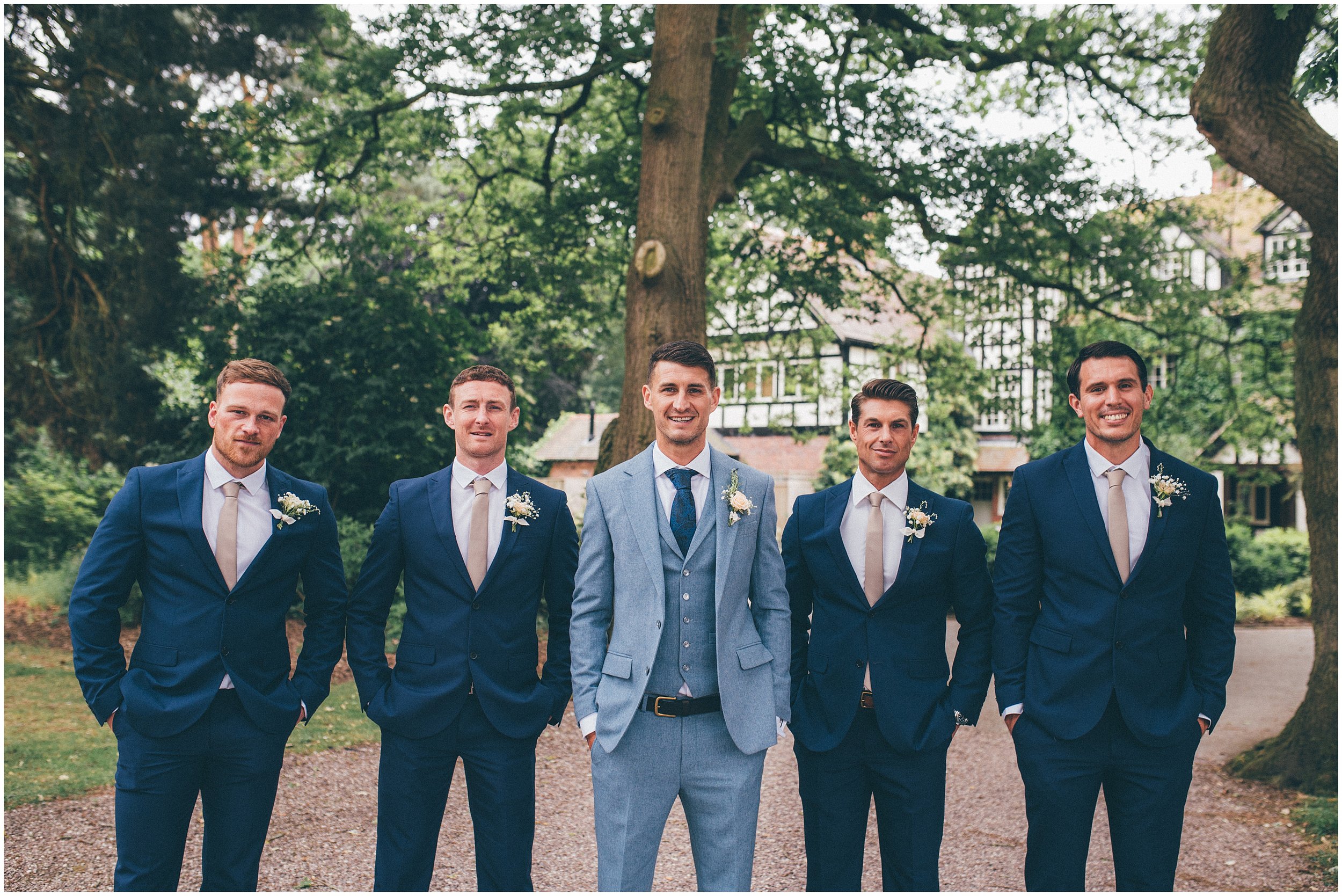 Groom gets ready at Abbeywood Estate wedding venue in Delamere, Cheshire