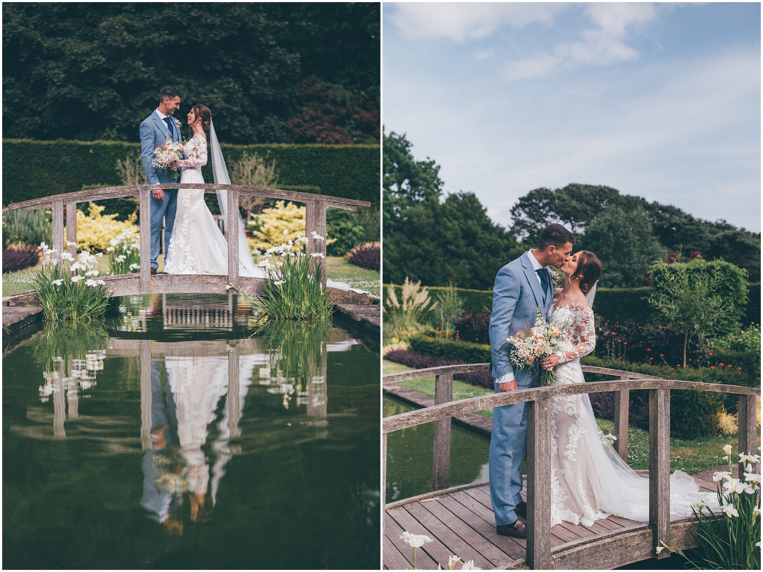 Newlyweds have their wedding portraits taken by North West wedding photographer, Helen Jane Smiddy Photography, at Abbeywood Estate in Delamere, Cheshire.