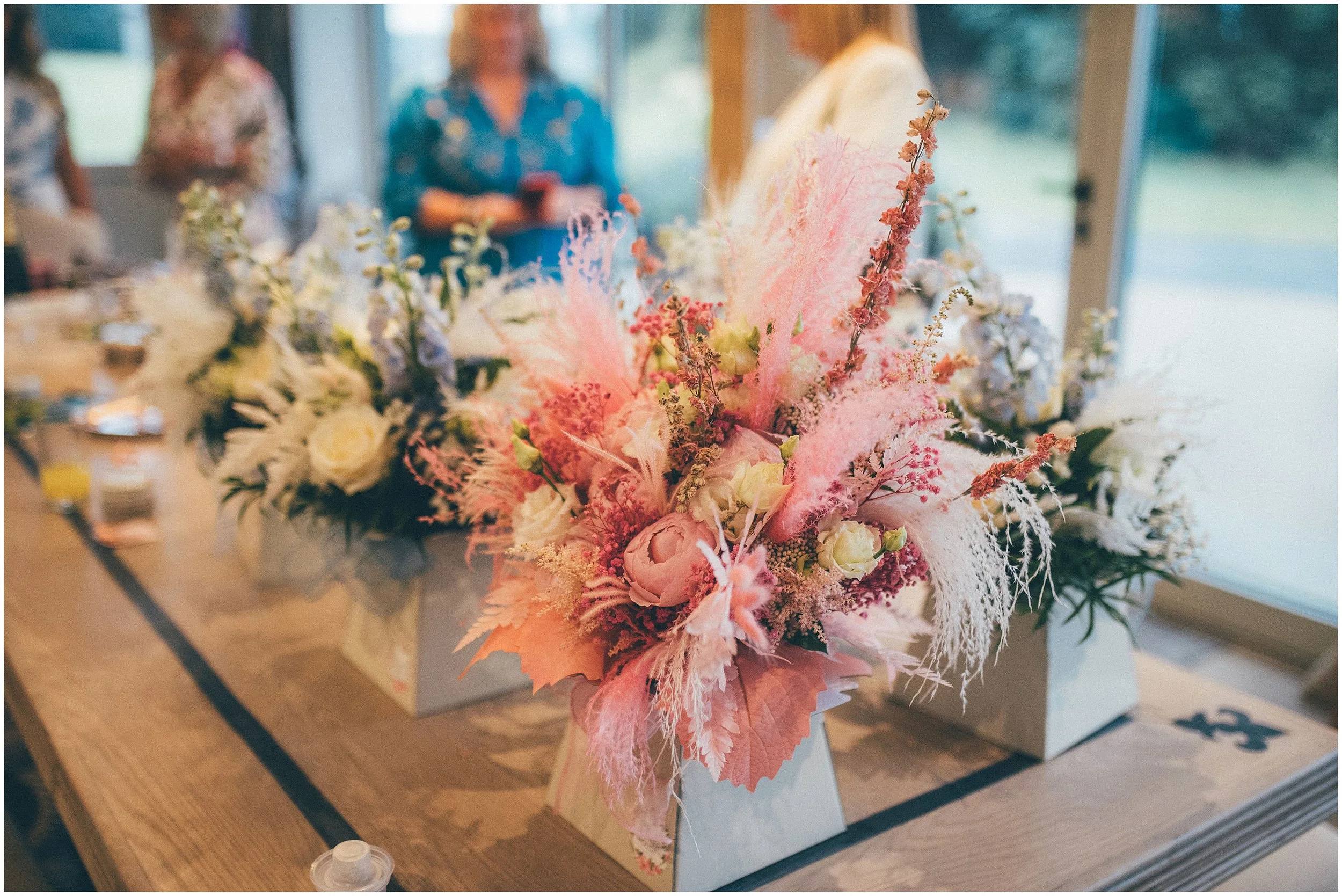 Beautiful preserved driend pink wedding bouquet flowers