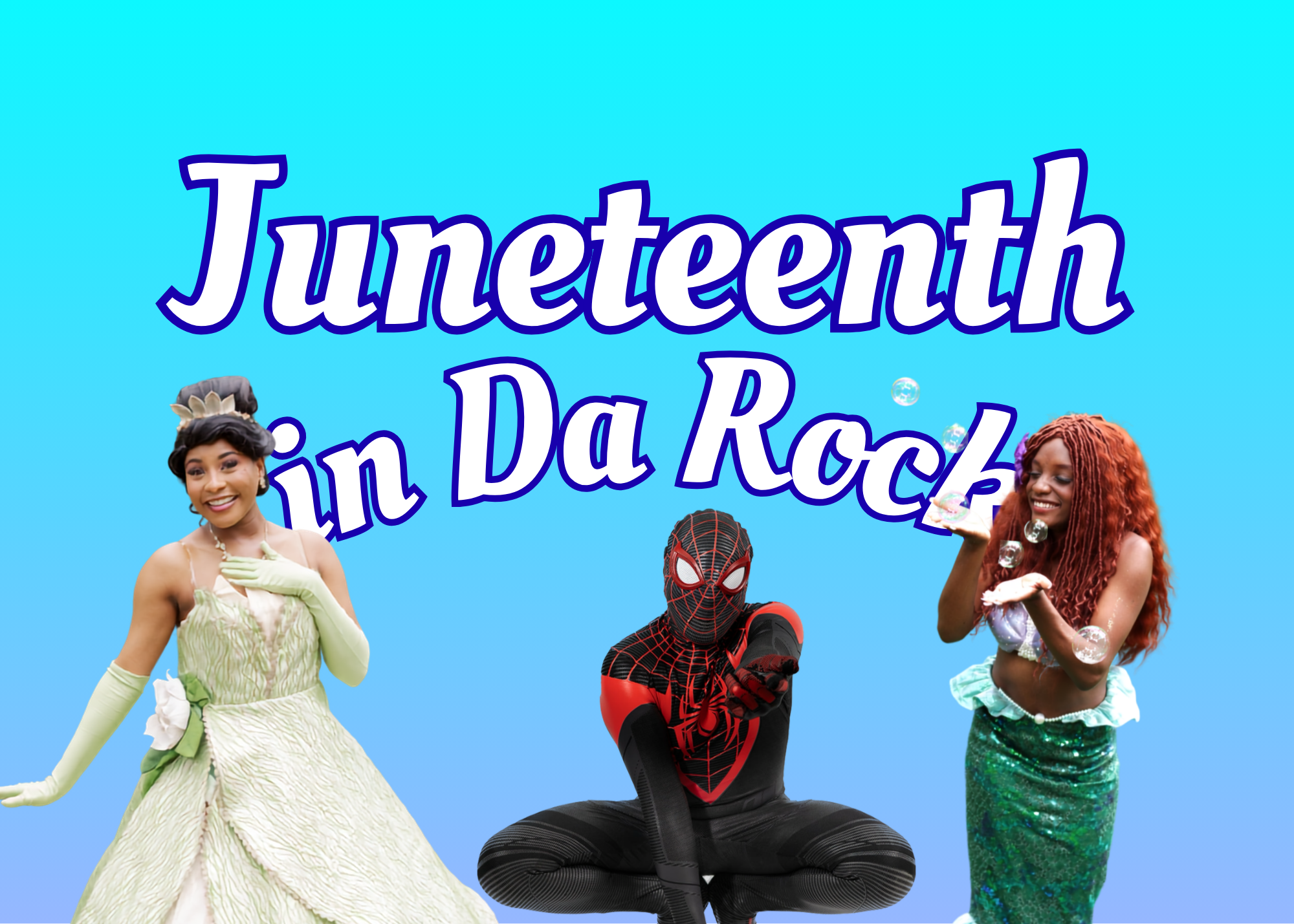 Characters and Glitter Tattoos at Juneteenth in Da Rock