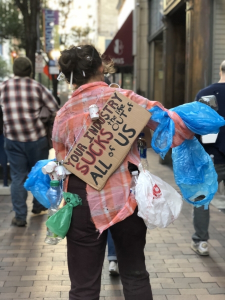 A petrochemical zombie walks Penn Ave. in downtown Pittsburgh. Photo: Sarah Martik