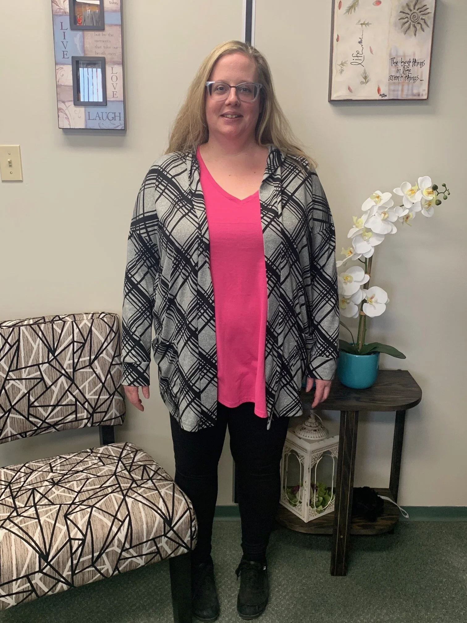 Almost 30 pounds and 16.5 inches gone!