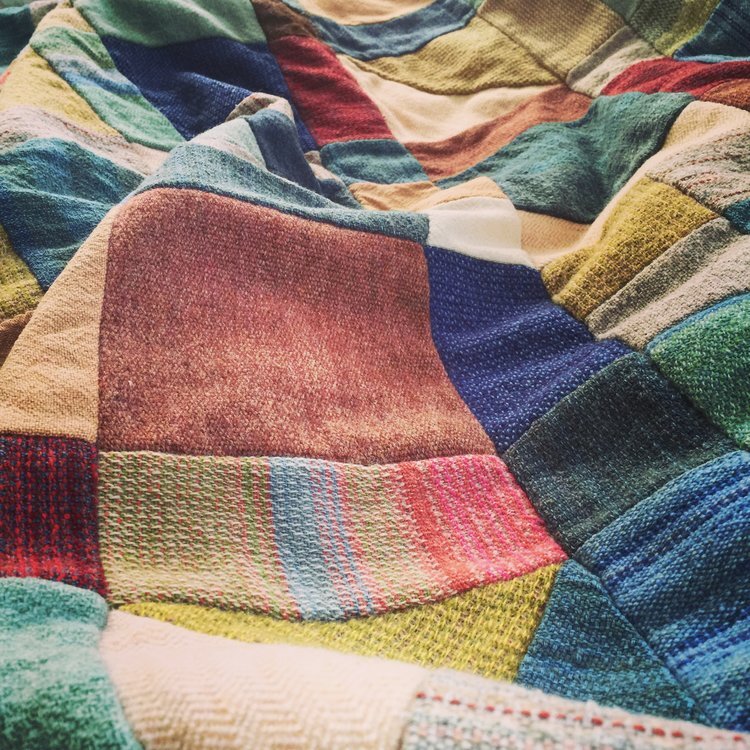 The quilt I made for Oma from her jacket scraps