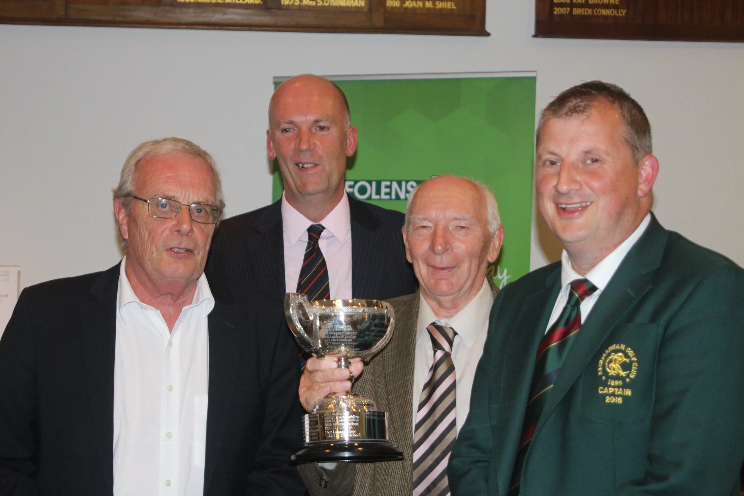 Members of the ASU Golf Winning team with John Gillis President Malcolm Taylor, Alvin Maidment and Alan Hood Capt of Rathfarnham Golf Club