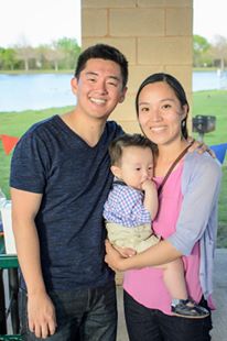 Grace, Scott (her husband) and Jonny (their son) pictured at his first birthday. 