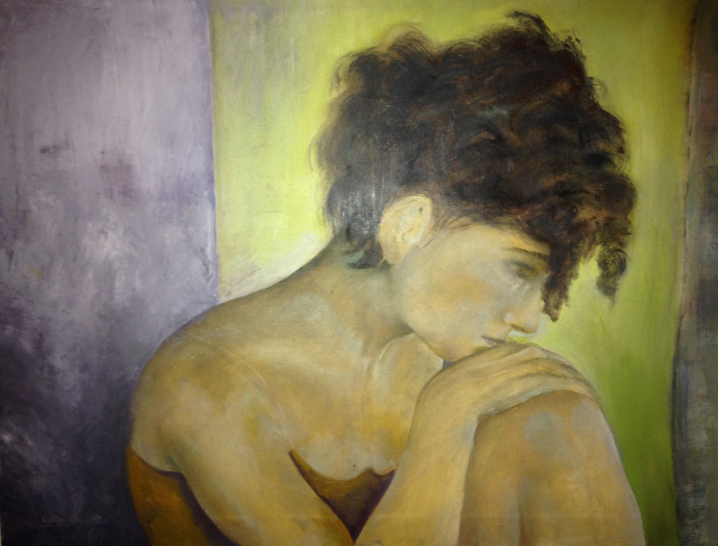 Pensive Woman- oil on canvas  22" x 28"