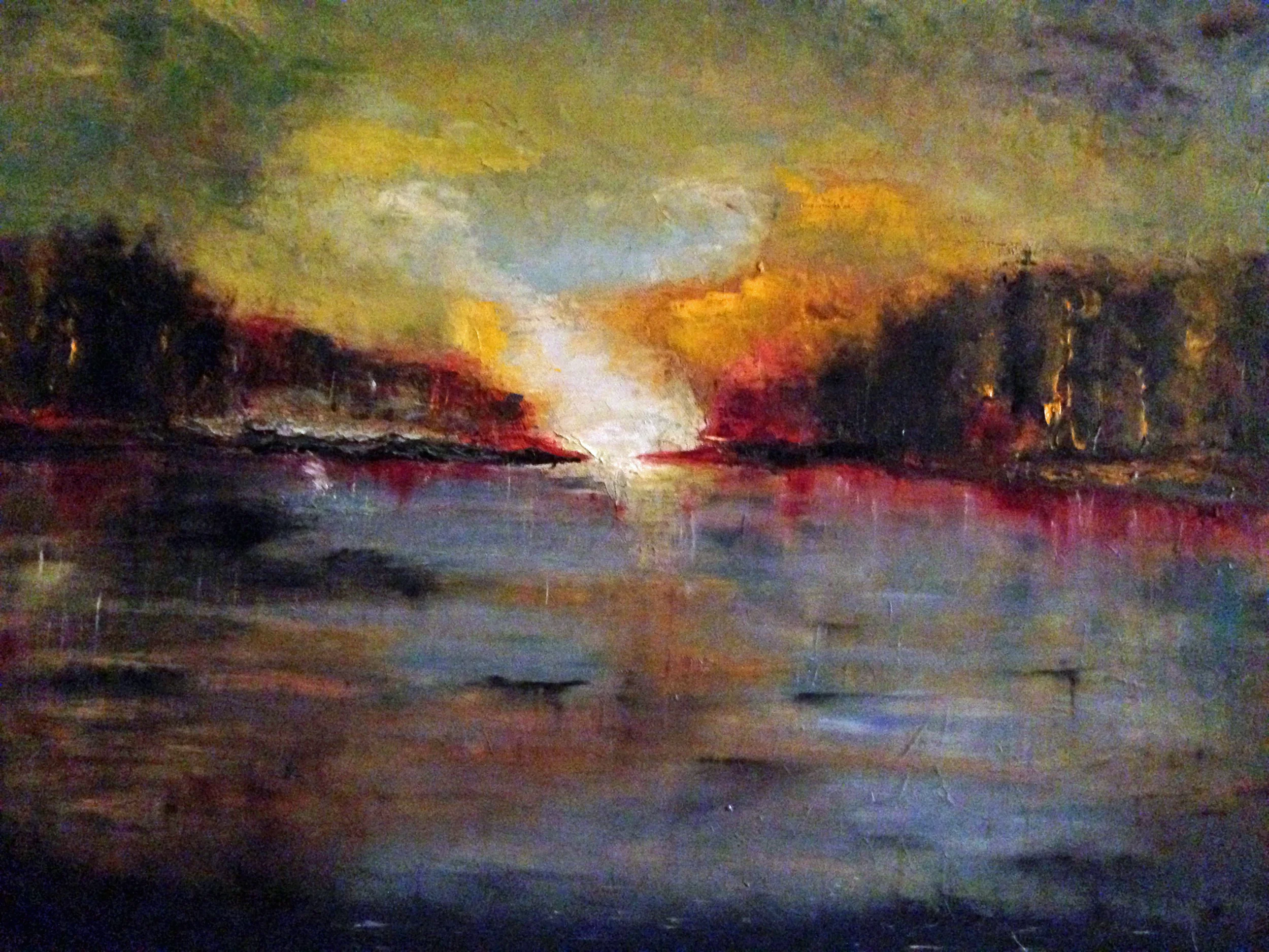 Lakescape- oil on canvas  18" x 24"