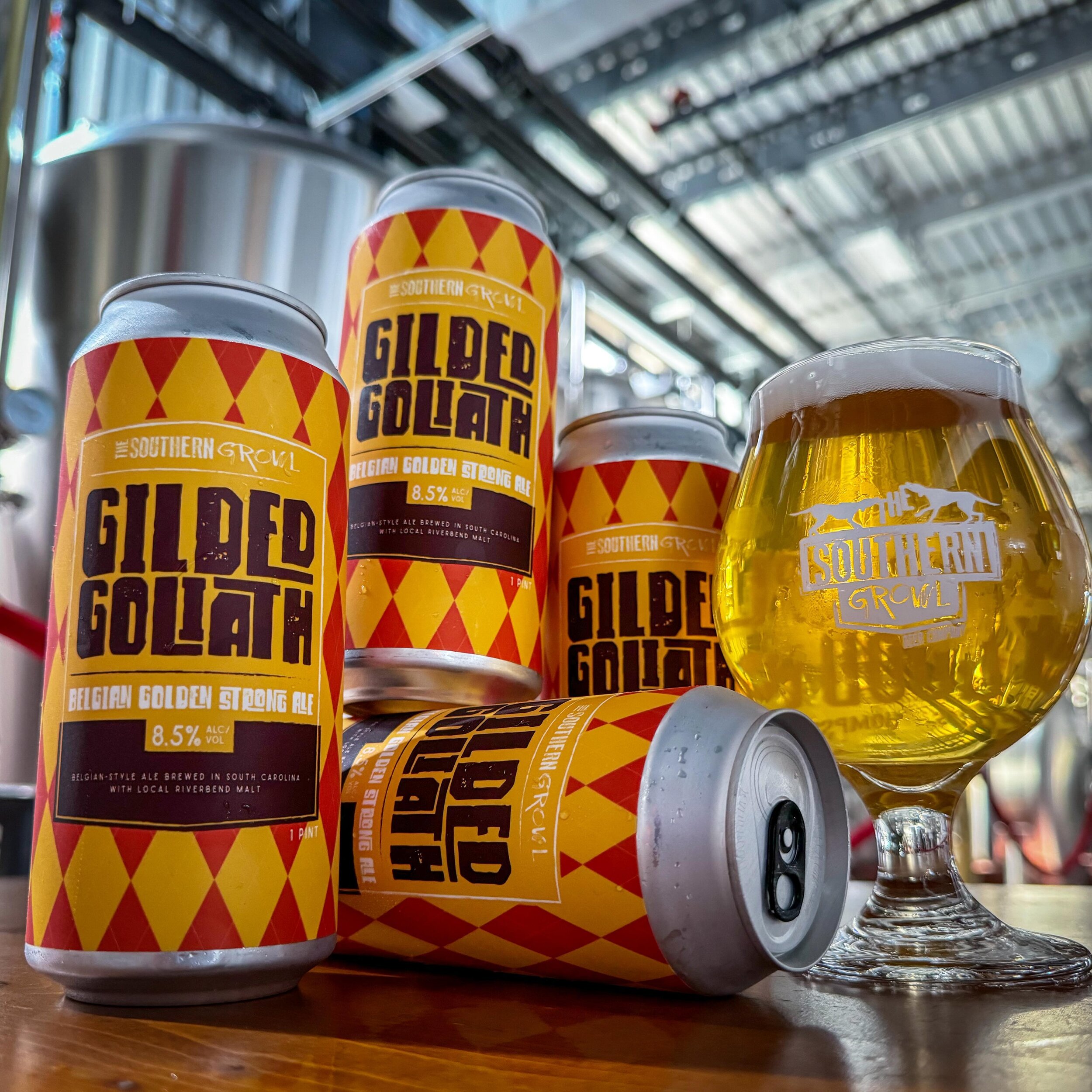 GILDED GOLIATH 
Strong but nuanced, this golden giant balances intensity with delicacy, juxtaposing alcohol warmth with lively effervescence and flavors of Anjou pear, geranium, and white peppercorn. 
Belgian Golden Strong 8.5% 

Available now on dra