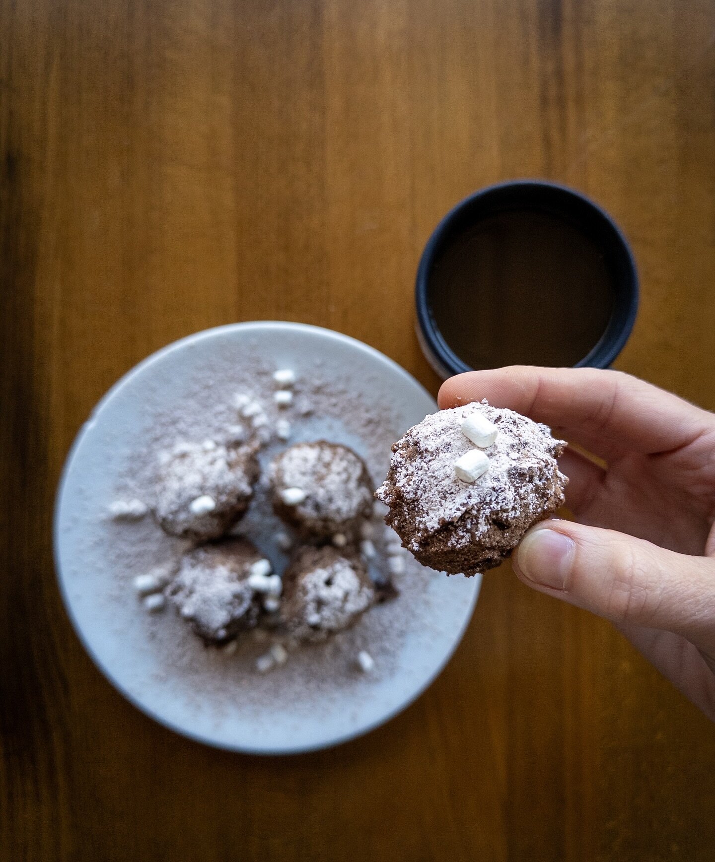 Hot Cocoa Ricotta Donuts and @junto.coffee. 

Brunch today til 2pm.