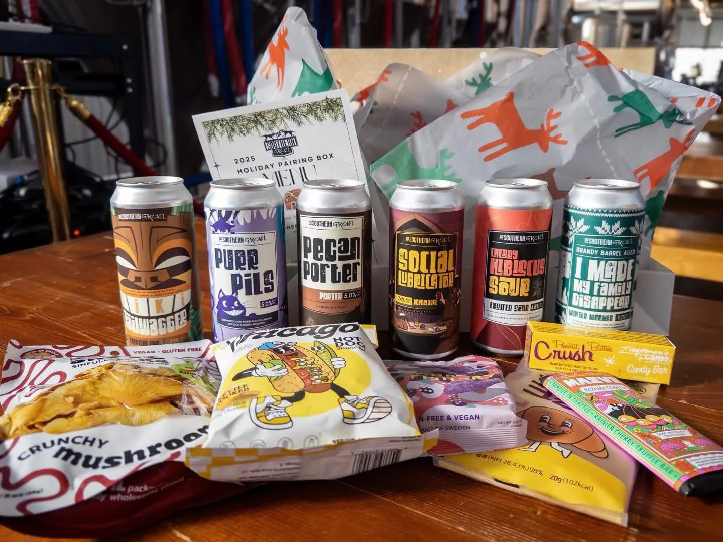 Our Holiday Pairing Boxes are now available in to purchase in the taproom. These boxes are filled with six sweet and savory items paired with six TGB beers and make for a perfect gift for any craft beer lover in your life!