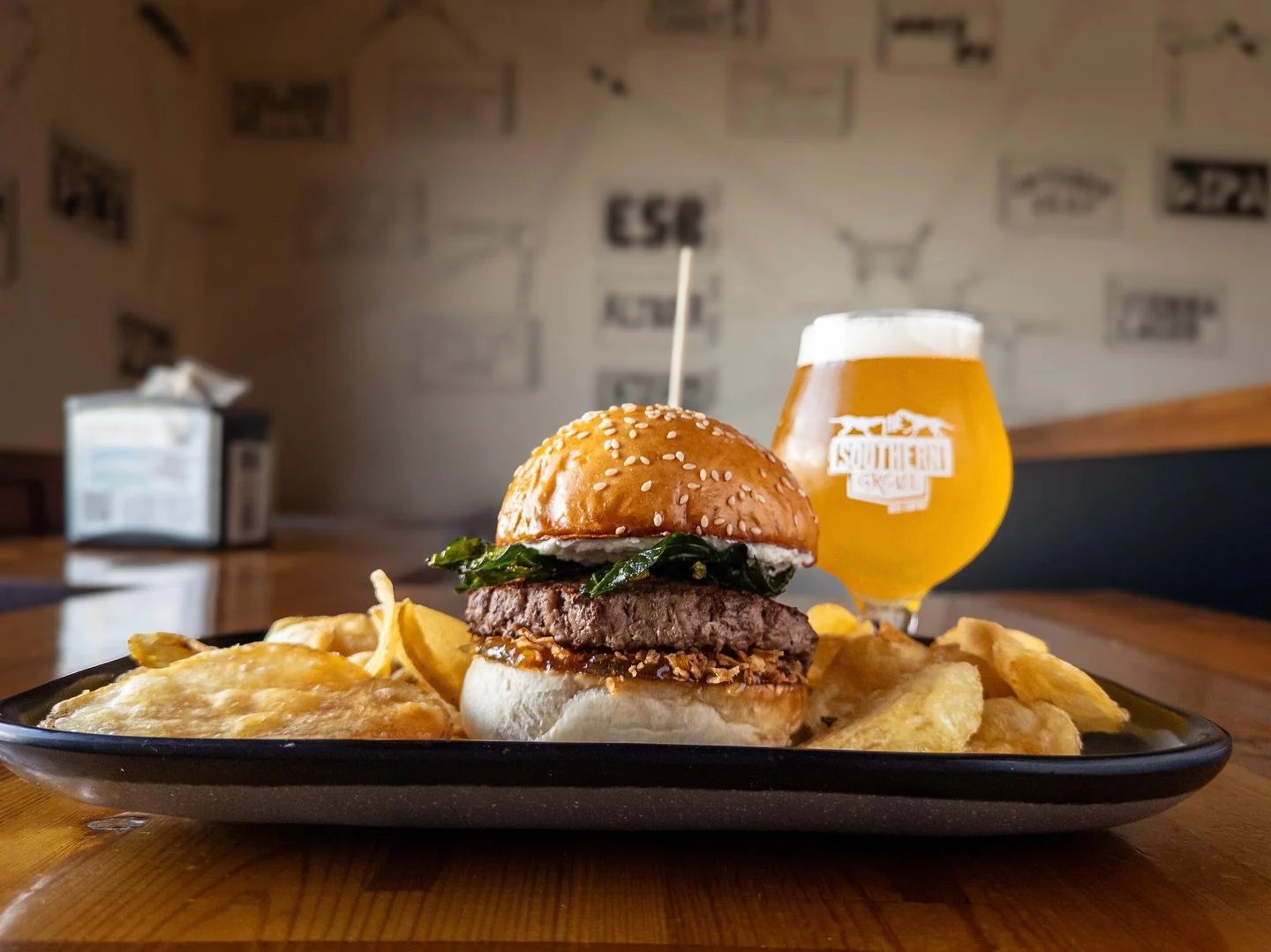 Weekly Sandwich Special: 
WHATEVER FLOATS YOUR GOAT BURGER
topped with whipped goat cheese, orange marmalade, crispy onions, and fried mustard greens on a house bun. 
Pair with TANK TOP SAISON, available on draft now. 

Sandwich Special available thr