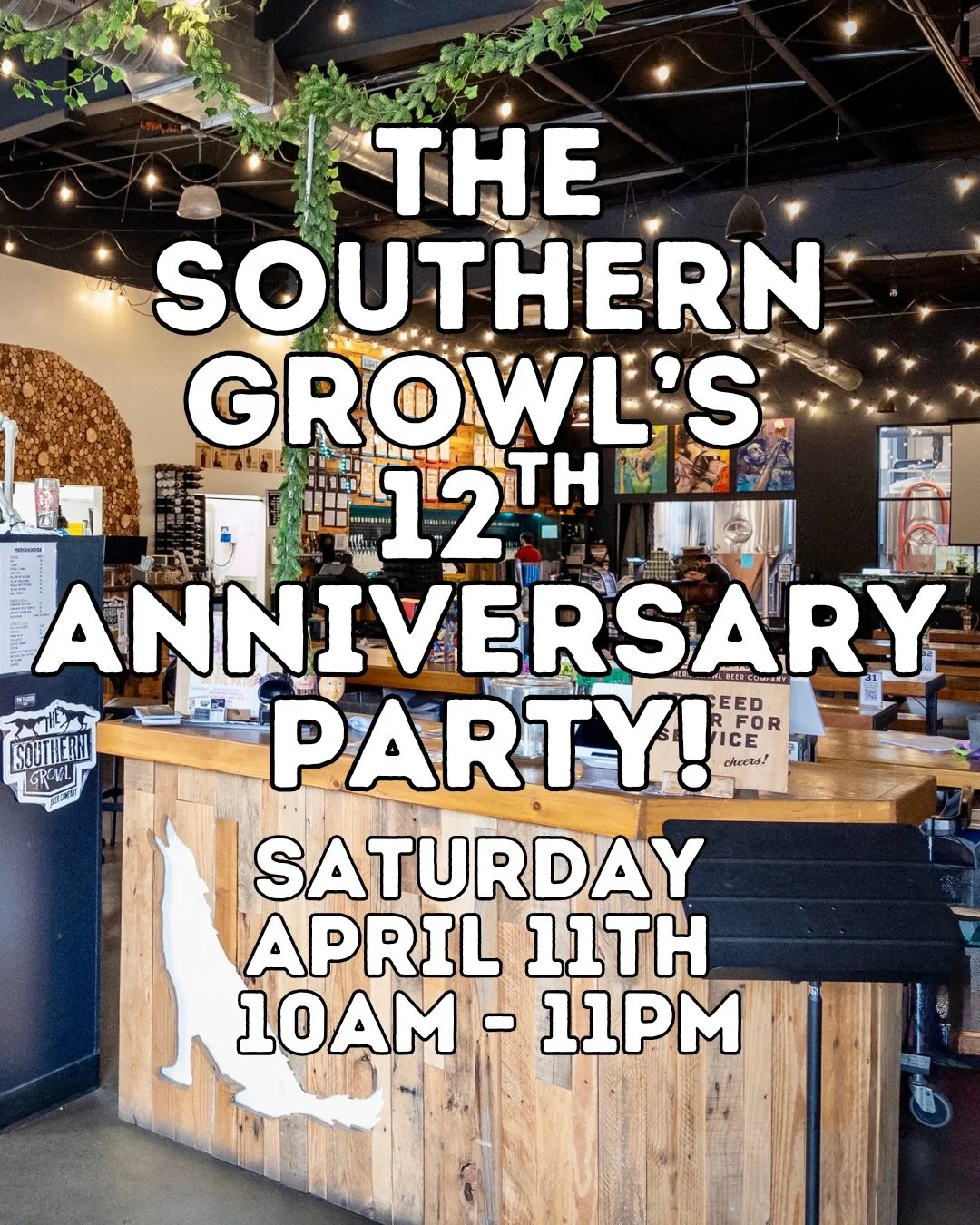 We are officially 1 week out from our 12th Anniversary Party! 
Join us Saturday, April 11th from 10am - 11pm for a day filled with beer and food specials, live music, and more. 
We are kicking the celebration off with Trivia on Tuesday, starting at 7