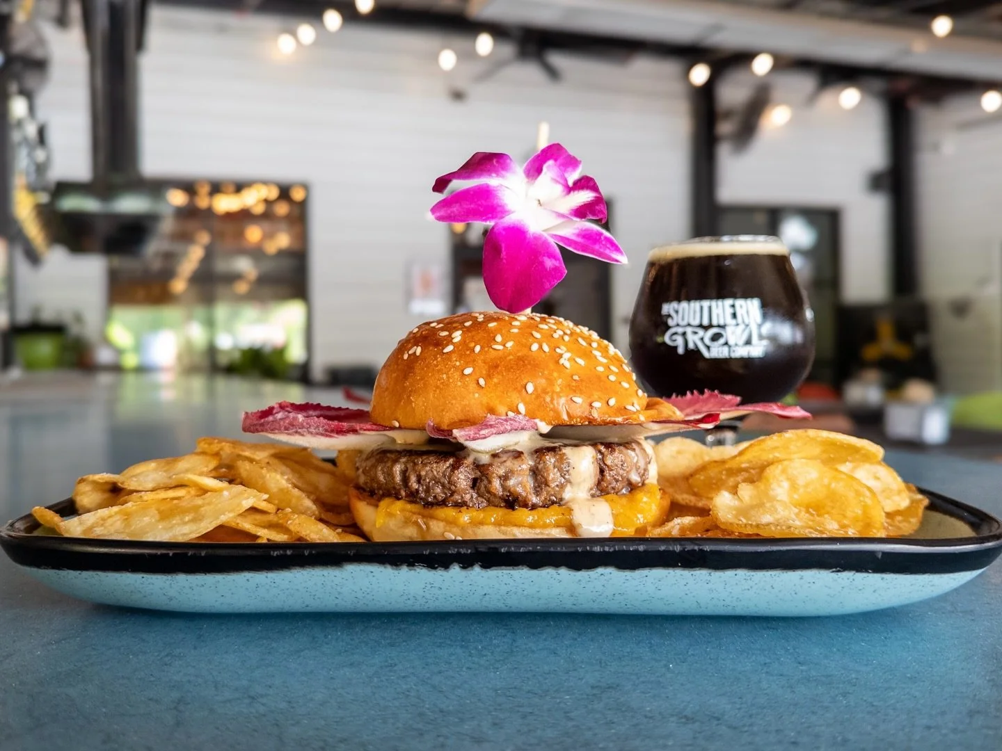 Weekly Sandwich Special:
I LOVE GOOOLD BURGER
topped with leek ash mayo, belred endive and flowers, apricot onion jam, and Gruy&egrave;re on a house bun. 
Pair with BBA QUAD BLESS YOUR HEART, Bourbon Barrel Belgian Quad available on draft now. 
This 