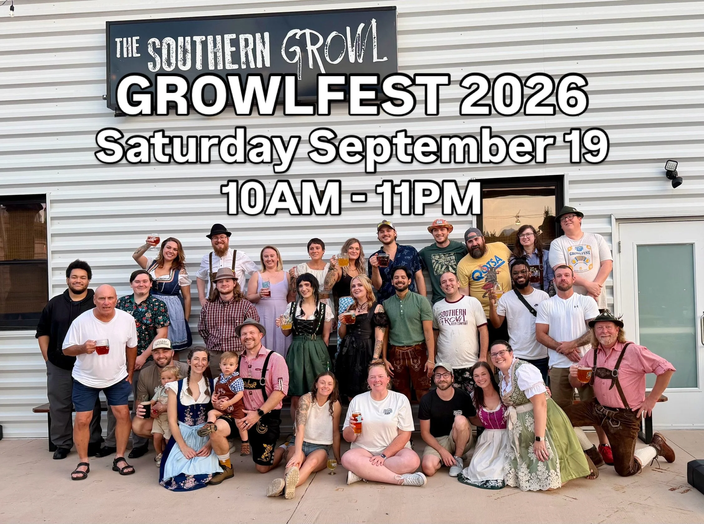 Come celebrate the harvest season at our 10th Annual GROWLFEST! Experience delicious German Fare and say, "Prost!" while drinking a frothy M&auml;rzen or Das Growlenbier. Remember to wear your dirndl or lederhosen to fully embrace the celeb