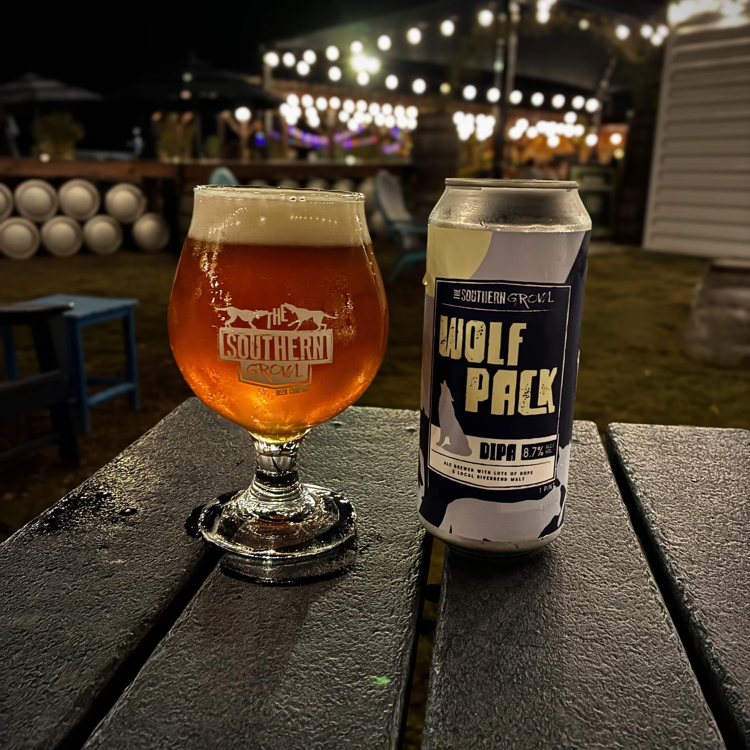 WOLF PACK 
Double IPA 8.7%
The team hunted through the dense fog of hop flavors to capture aggressive notes of orange zest, mixed berries, and resinous pine. 
Enjoy it on tap or in 16oz cans to-go now. 
Full drink and food menus available on our webs