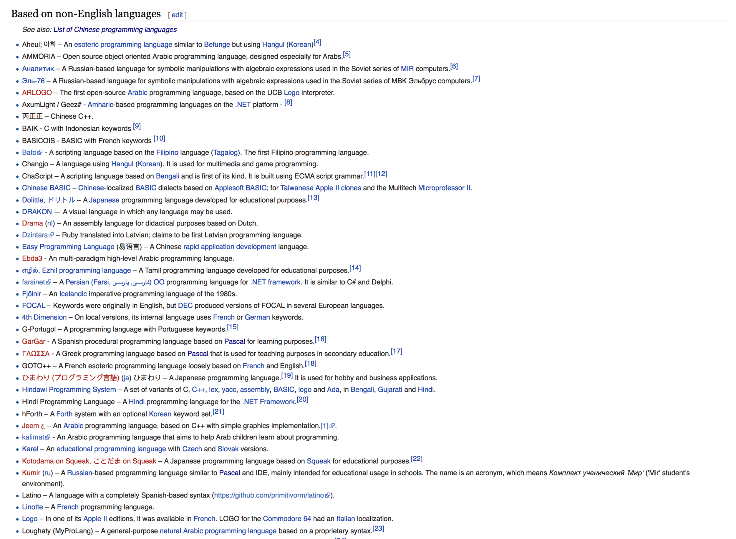 programming language list wikipedia