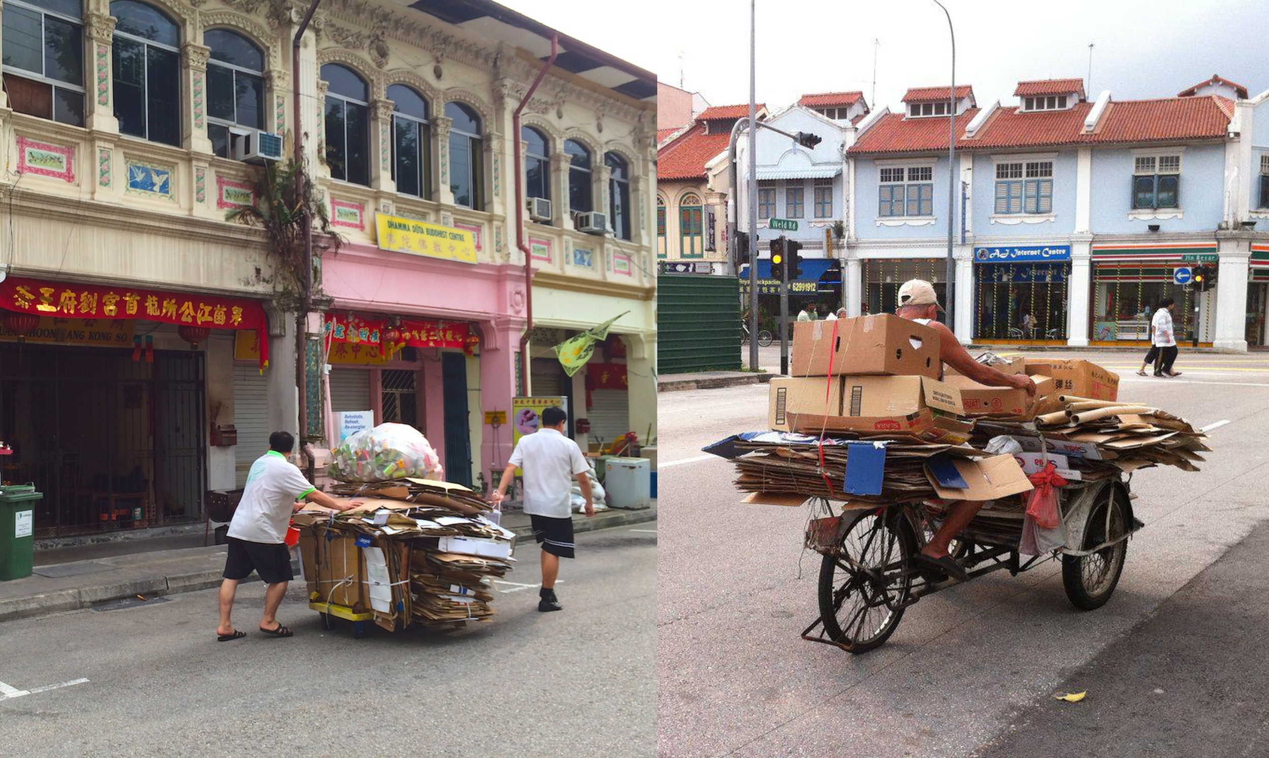 Karung Guni folks on their rounds in neighborhoods in Singapore