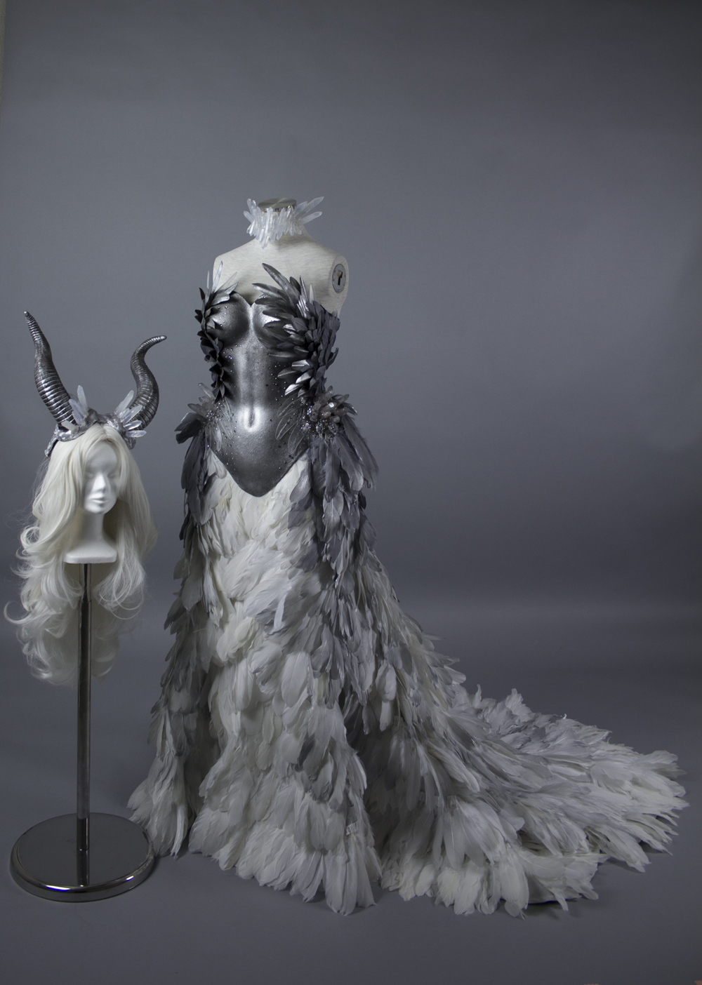Halter Neck Mini Dress with Feather Details | Kleinfeld Bridal