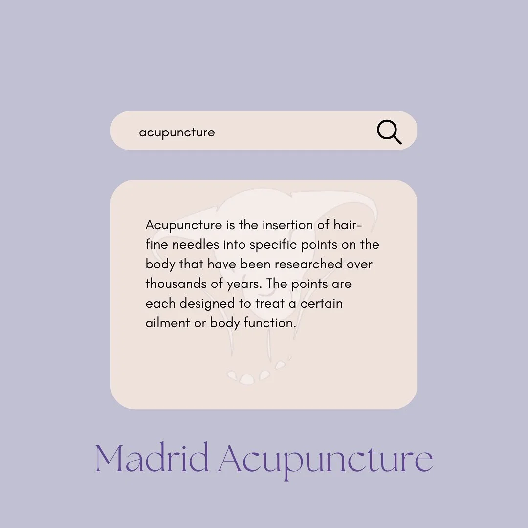 What is acupuncture? 🧐

Acupuncture is the insertion of hair-fine needles into specific points on the body that have been researched over thousands of years. The points are each designed to treat a certain ailment or body function. 🤓

Schedule Toda