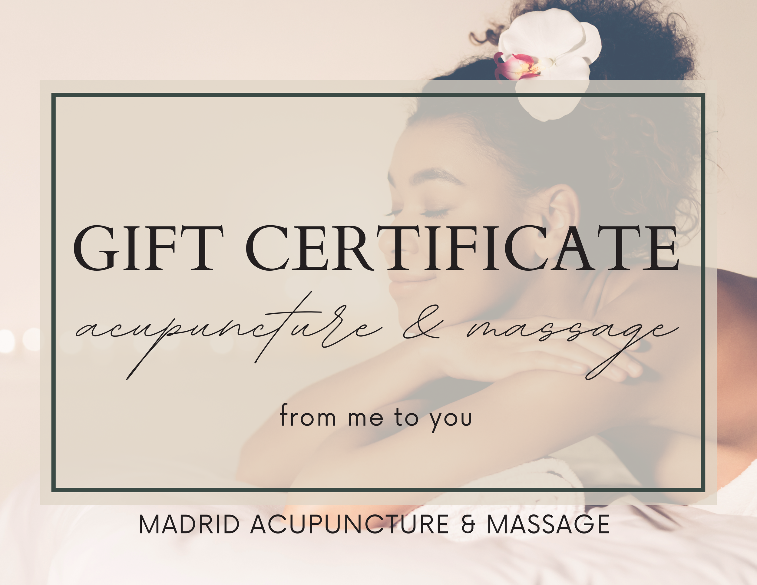 Massage and acupuncture gift card