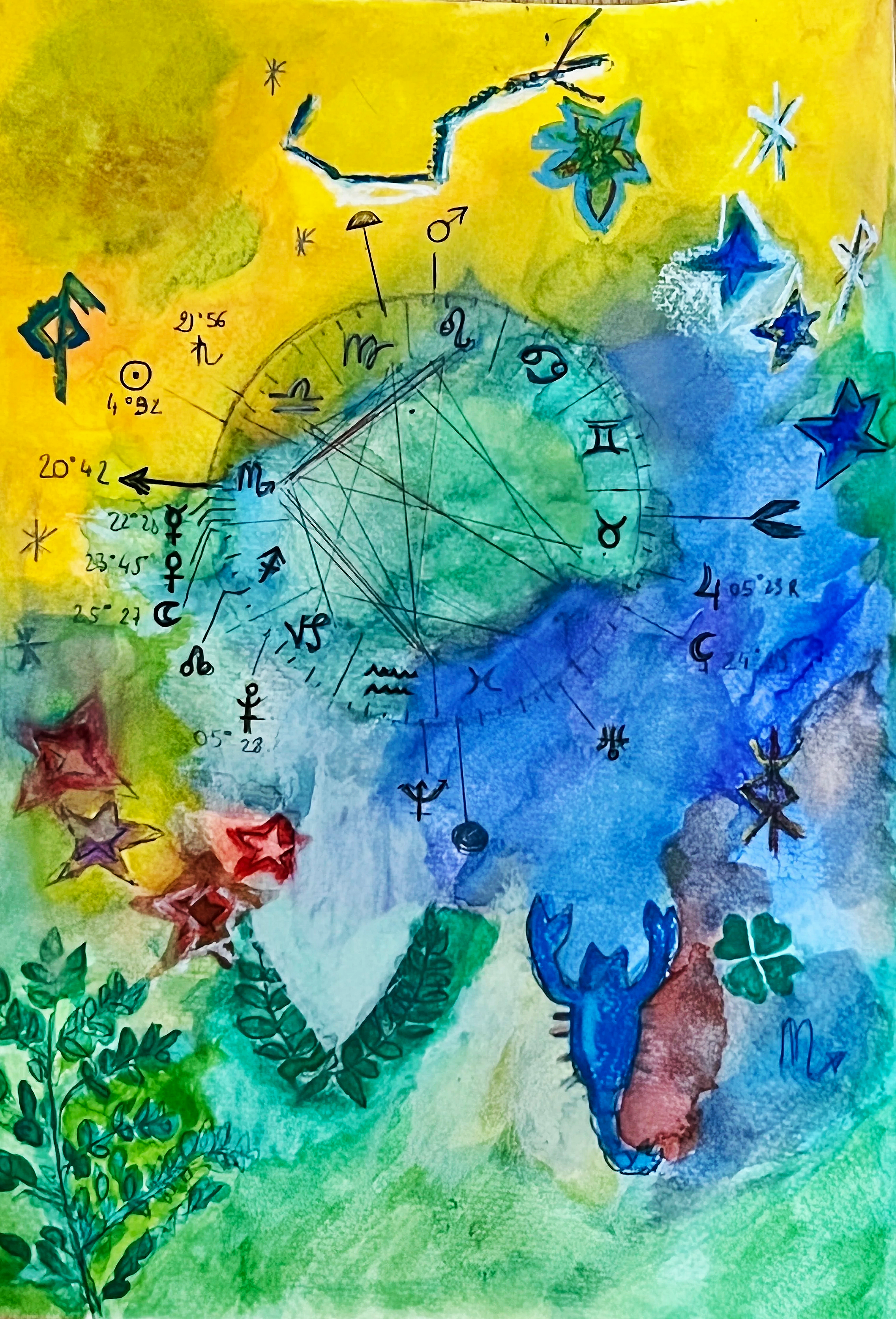 Sun in scorpio, Moon in scorpio

                                                                         (watercolor painting    21x29.7 cm )