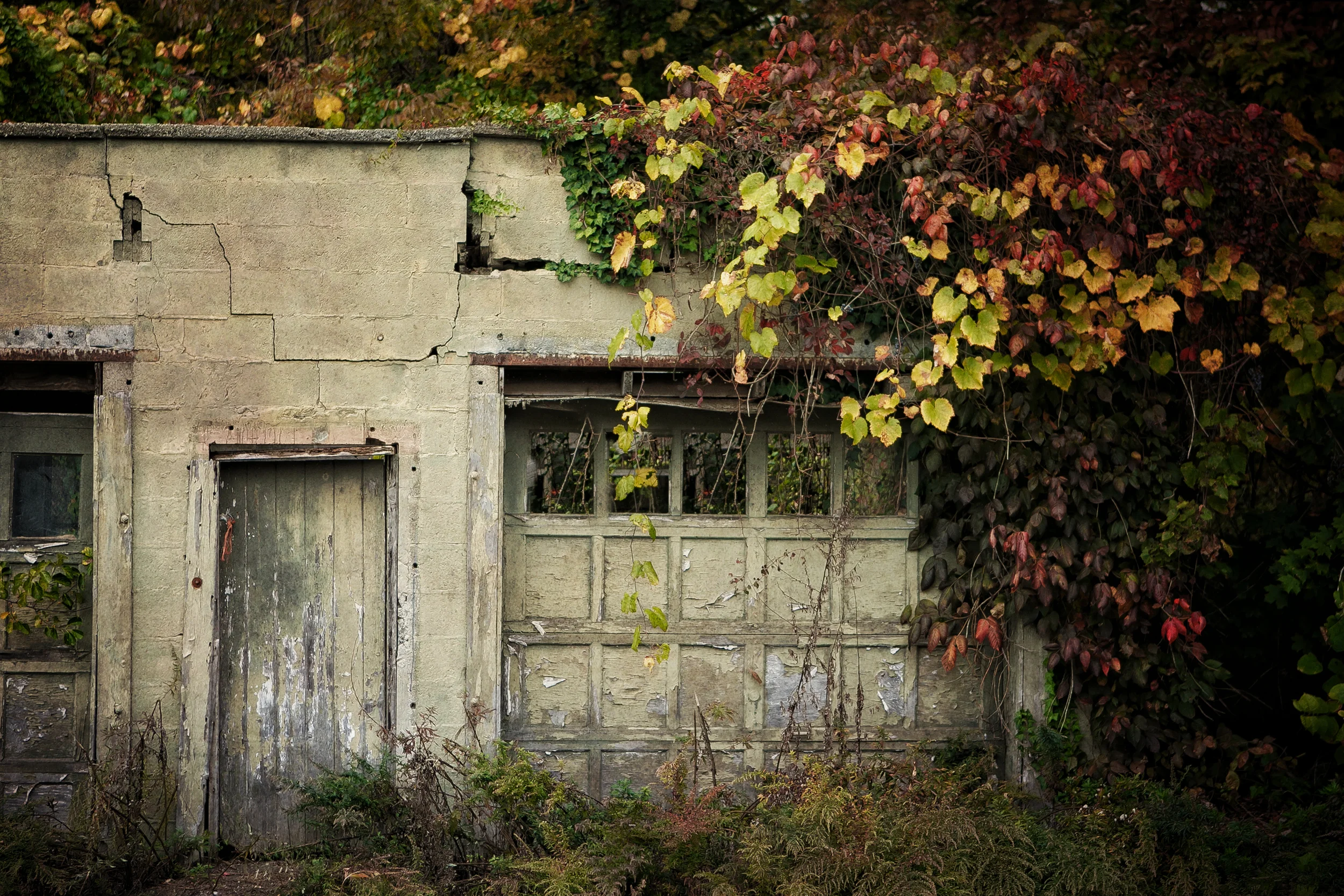 Green wall art, green vintage garage, rustic farmhouse decor