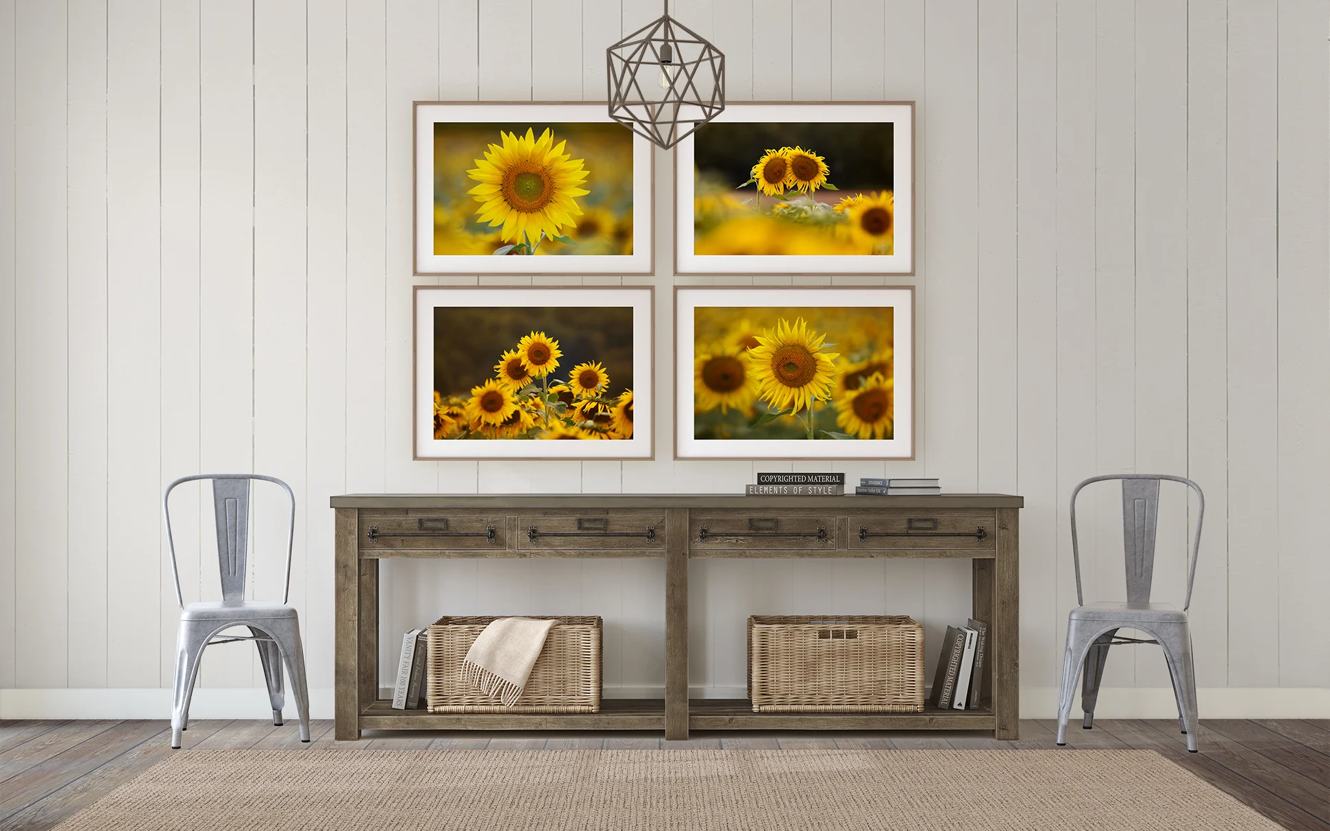 Set of 4 sunflower fine art prints home decor