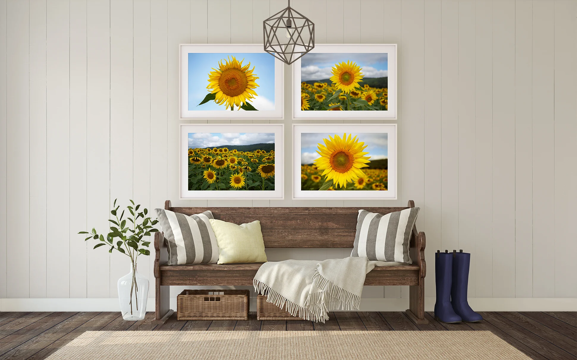 Sunflower art set, set of 4 sunflower art prints