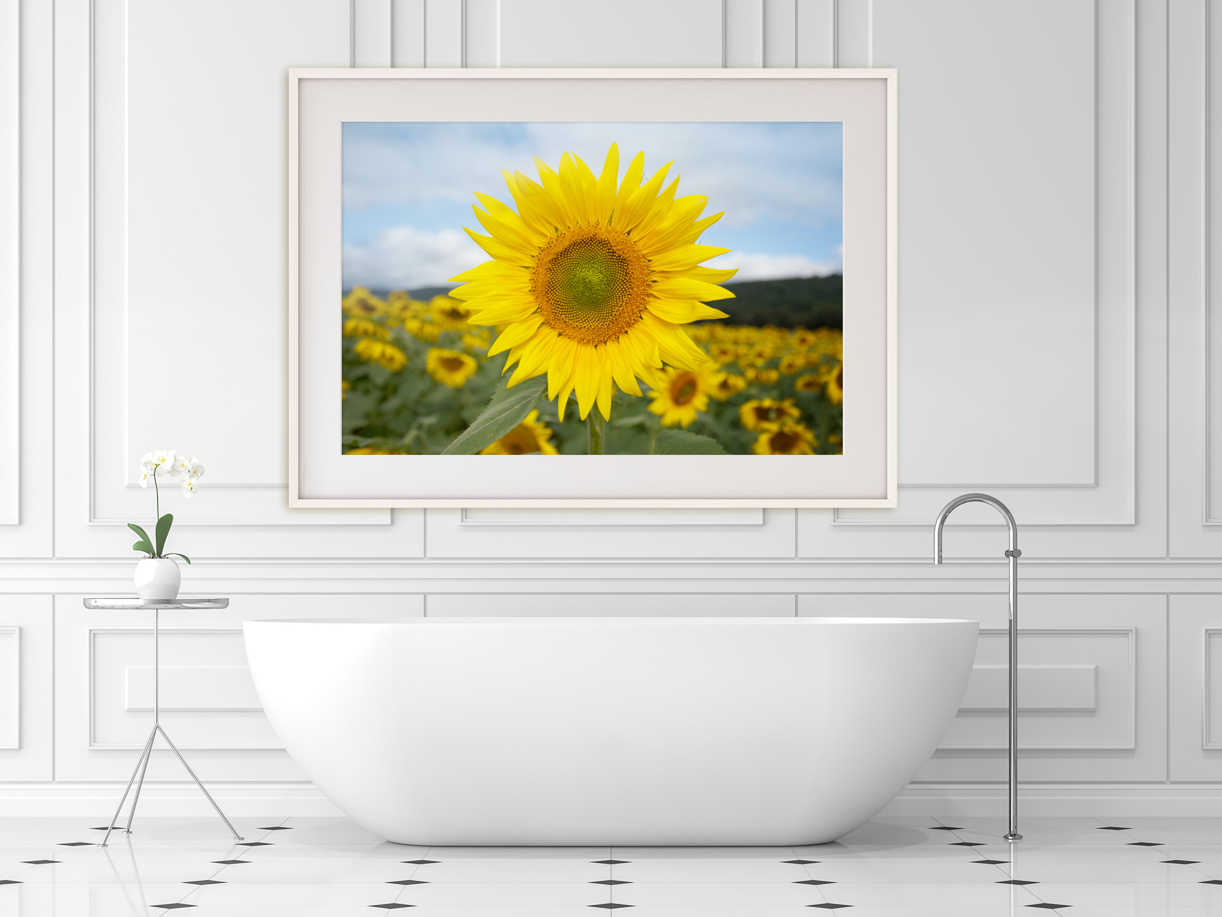 Sunflower wall art for your bathroom or bedroom, rustic sunflower decor