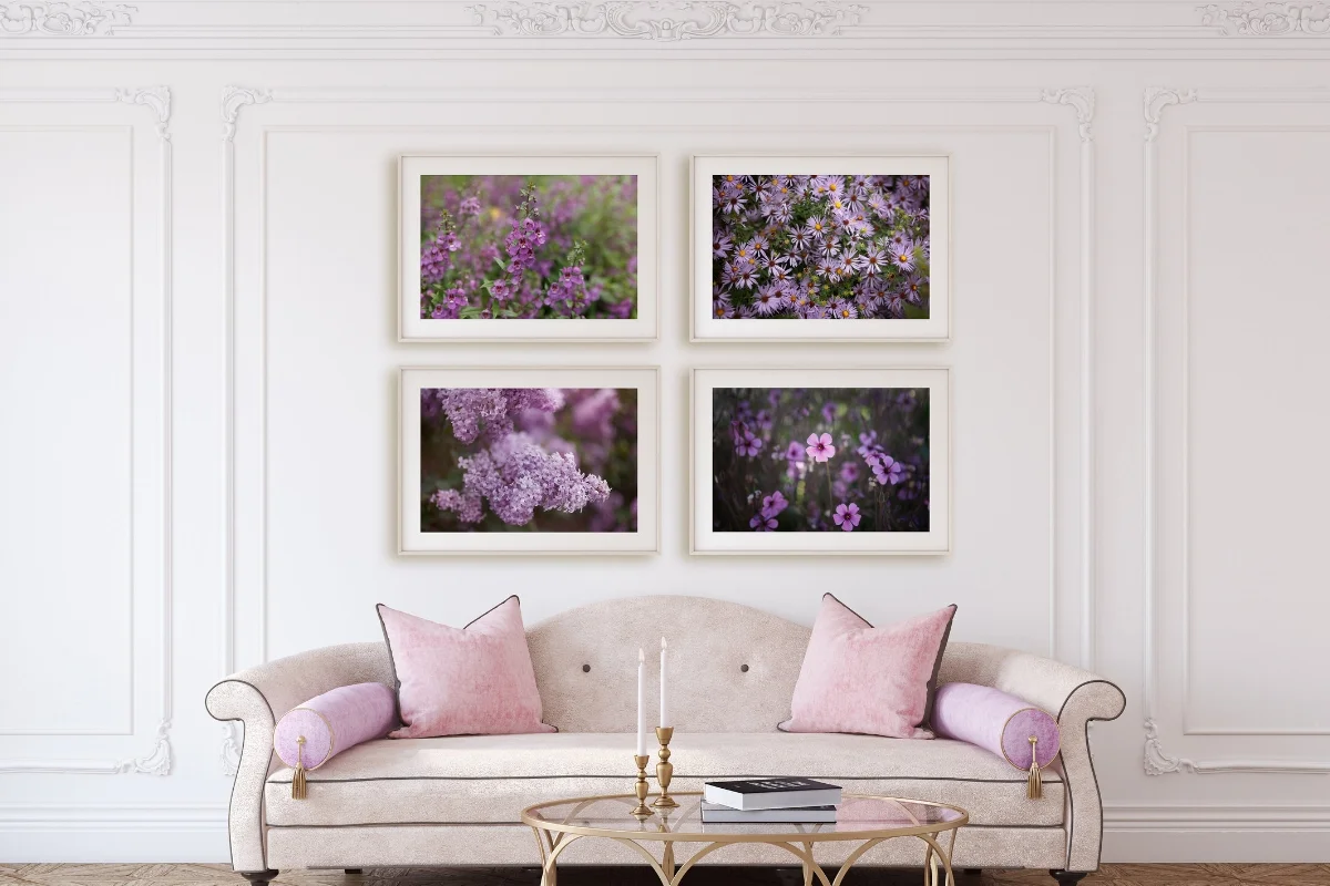 Set  of 4 violet prints