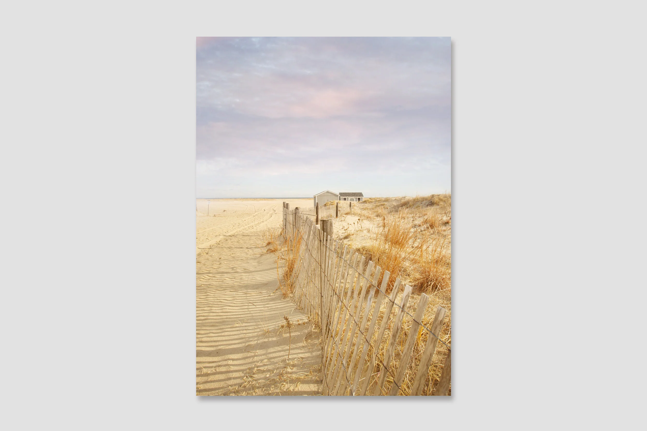 Pastel beach art, beach path and fence photo, beach decor