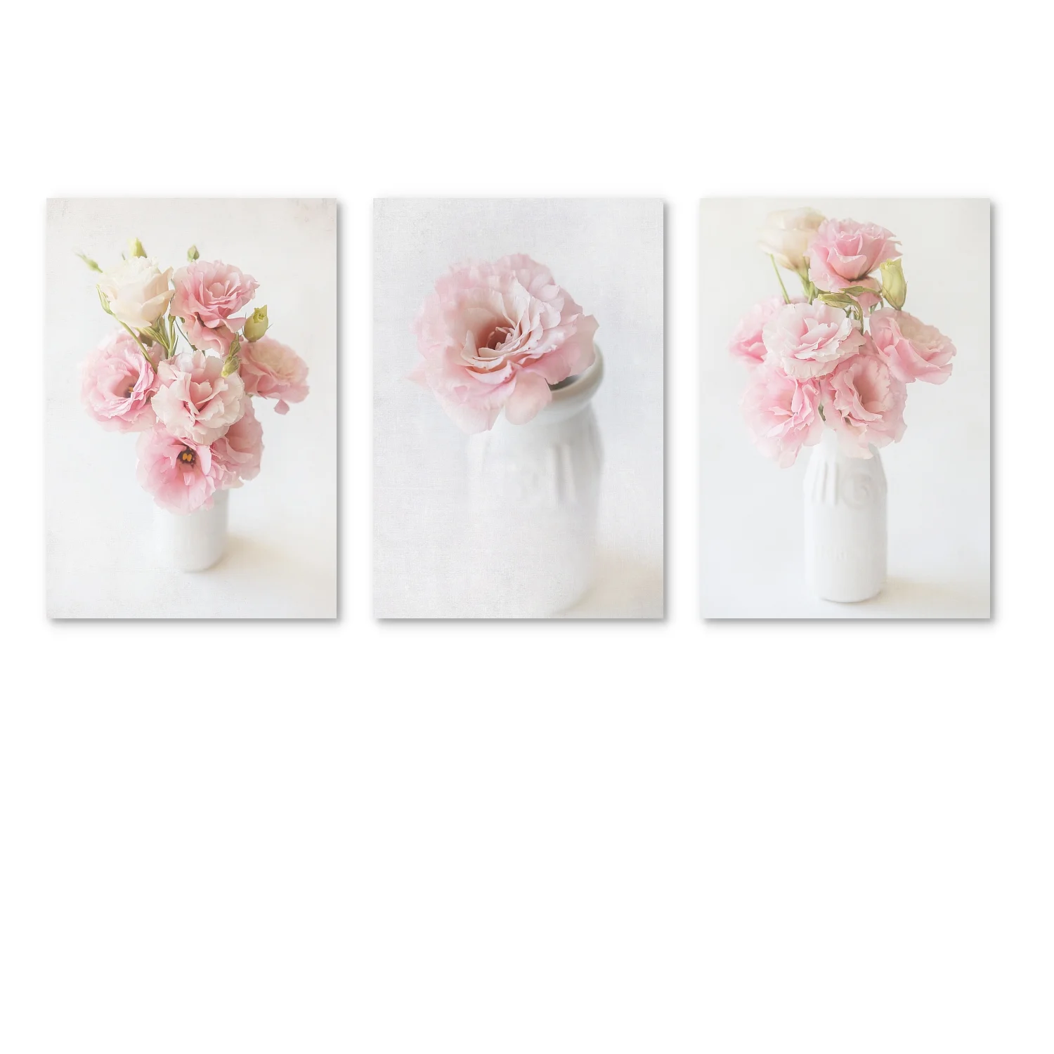 Set of 3 Romantic Pink Flower Prints