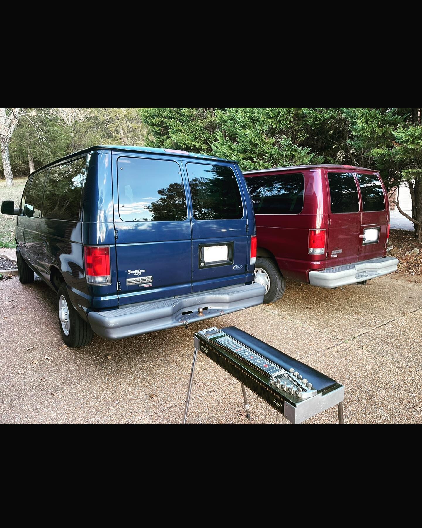 No good is coming out of this. The plates have been obscured to protect the guilty.  Band van to fam van and back again.  #bandvan